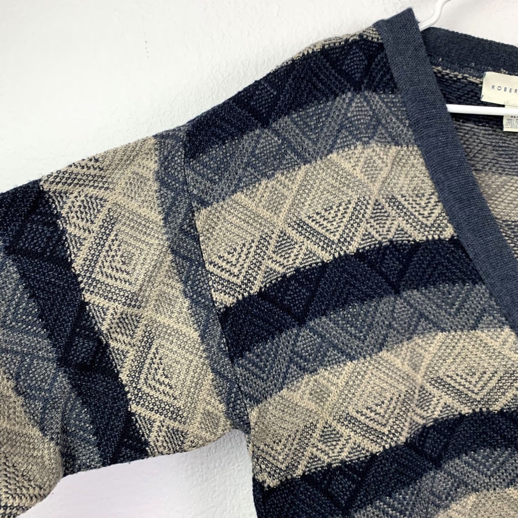 Vintage VINTAGE Robert Stock Cardigan Sweater XL Men’s Acrylic Blue Striped 1980s 1990s Casual Size US XL / EU 56 / 4 - 2 Thumbnail