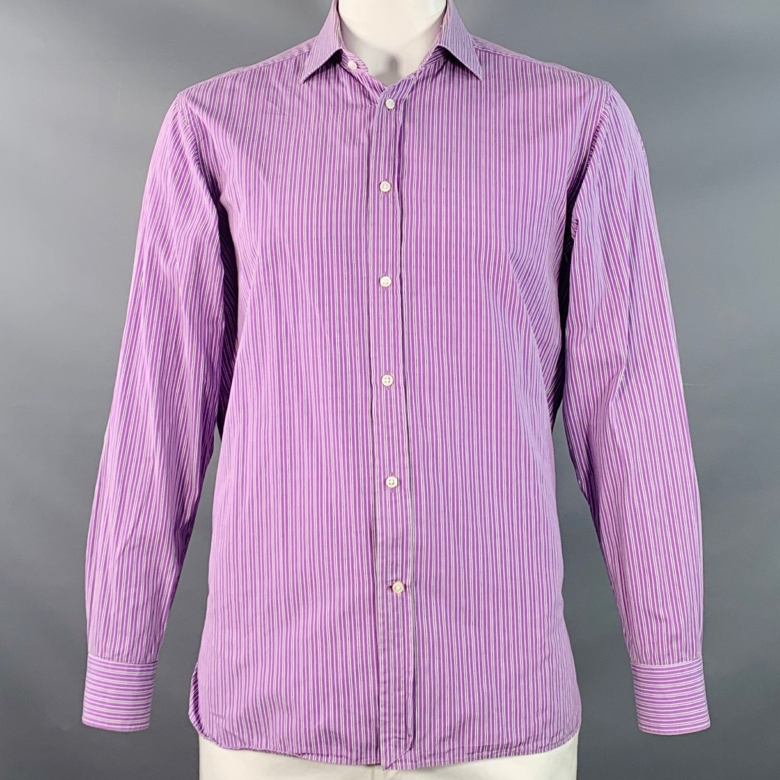 Ralph Lauren RALPH LAUREN Size L Purple Stripe Cotton Long Sleeve Shirt Size US L / EU 52-54 / 3 - 1 Thumbnail