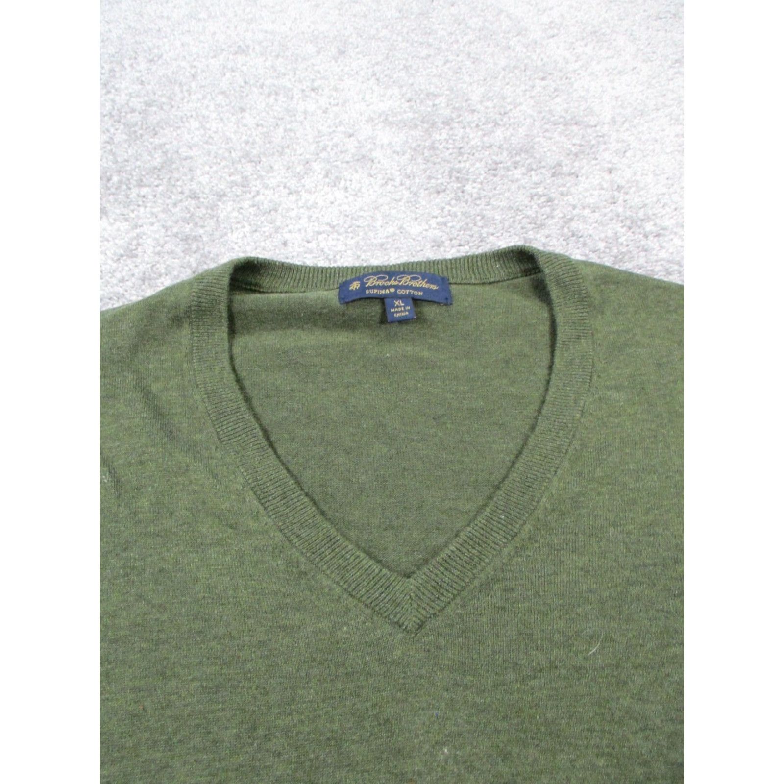 Brooks Brothers Brooks Brothers Sweater Mens XL Green Cotton Knit Pullover V-Neck Long Sleeve Solid Logo Machine Washable Size US XL / EU 56 / 4 - 2 Thumbnail