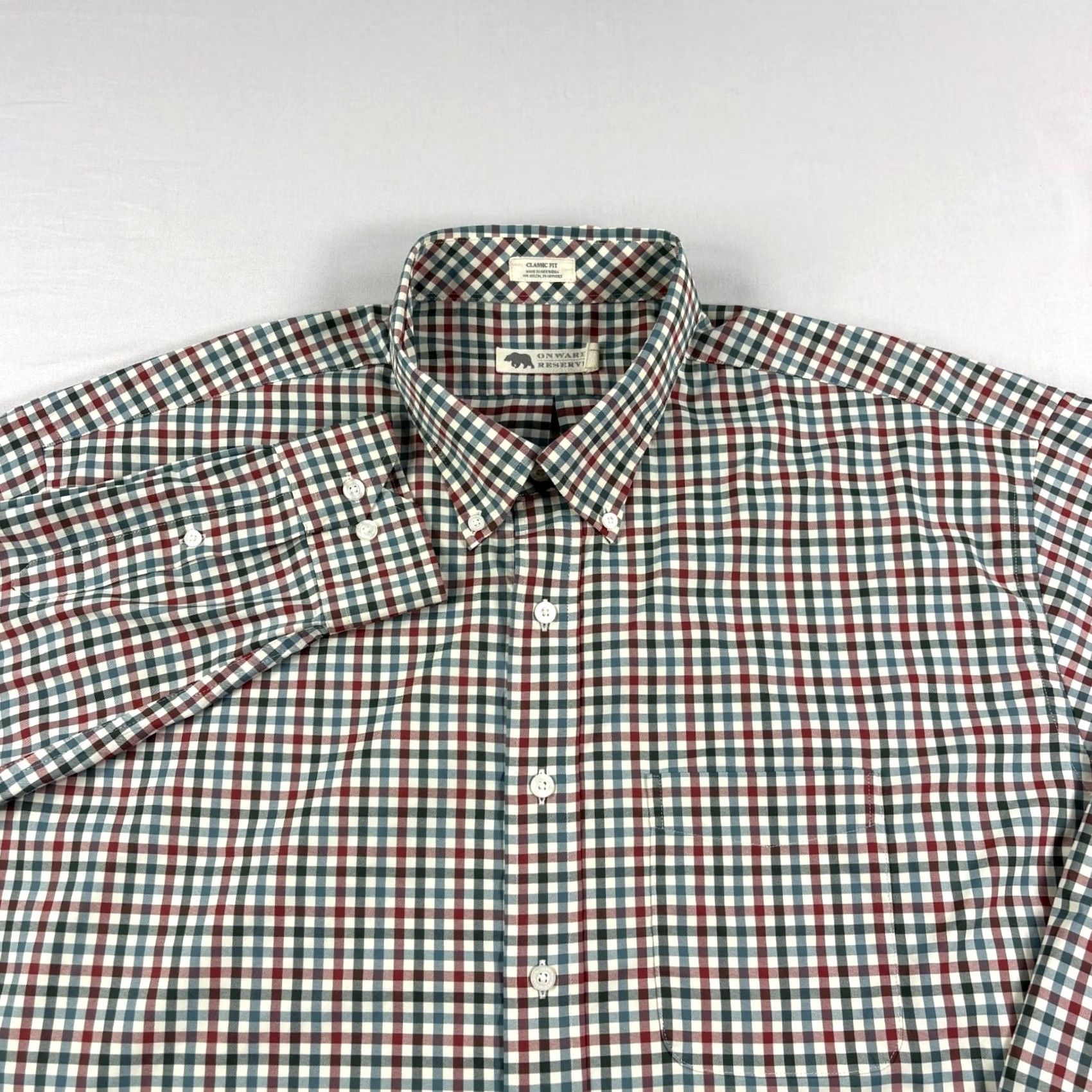 Vintage Onward Reserve Shirt Mens 2XL Plaid Button-Up Stretch Nylon Casual Size US XXL / EU 58 / 5 - 2 Thumbnail