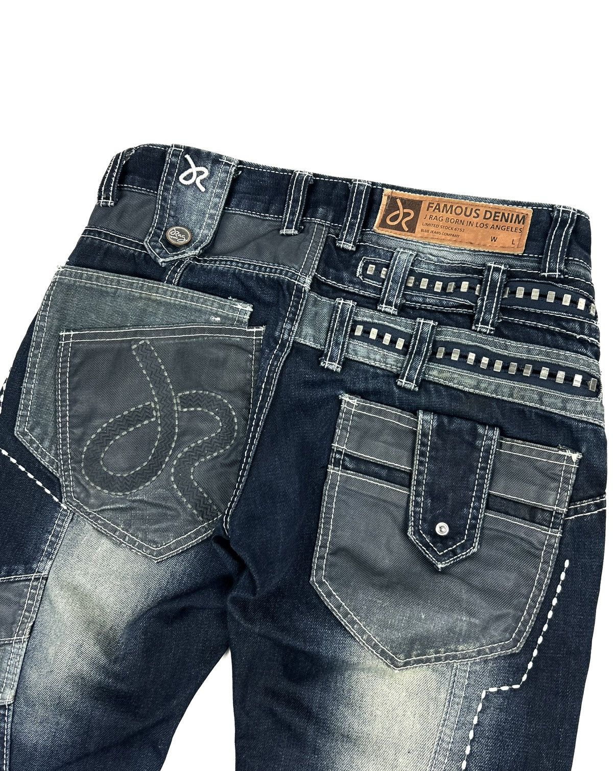 Japanese Brand J RAG Avant-Garde Japanese Jeans Multi-Pocket Navy Denim Y2K Size US 29 - 7 Thumbnail