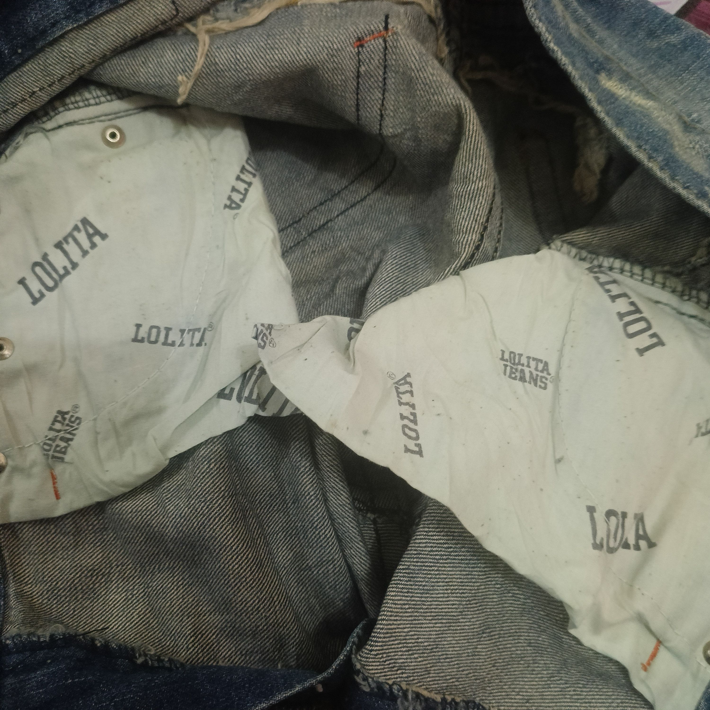 If Six Was Nine Sick Lolita Jeans Skull Distressed Jeans Size US 33 - 14 Thumbnail