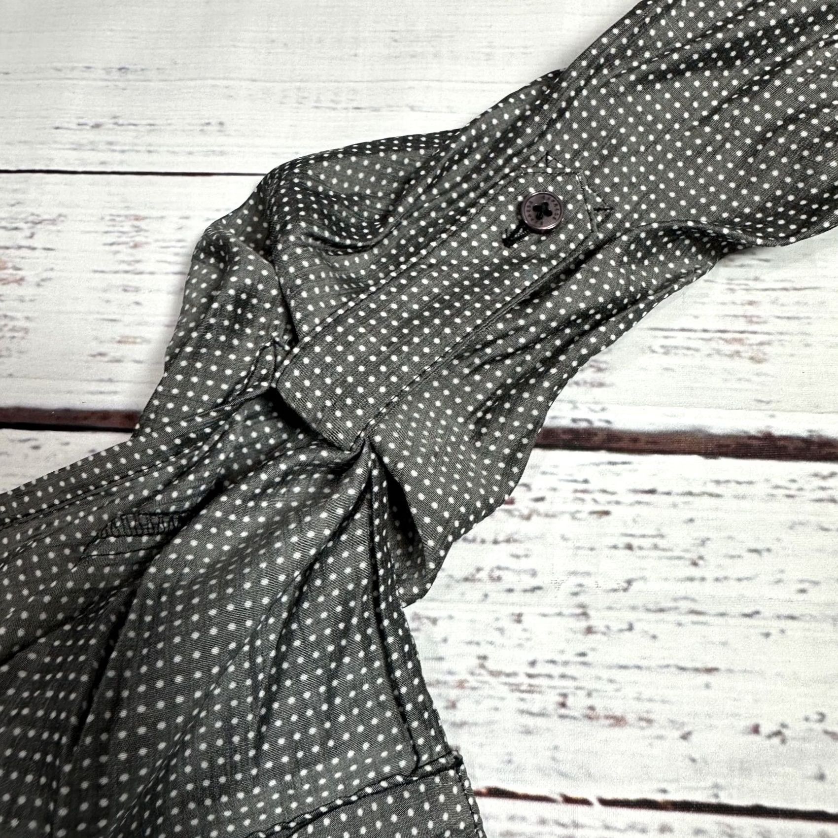 Express VINTAGE Express Shirt Womens XS Gray Polka Dot Long Sleeve Roll Tab Button Up NWT Size XS / US 0-2 / IT 36-38 - 7 Thumbnail