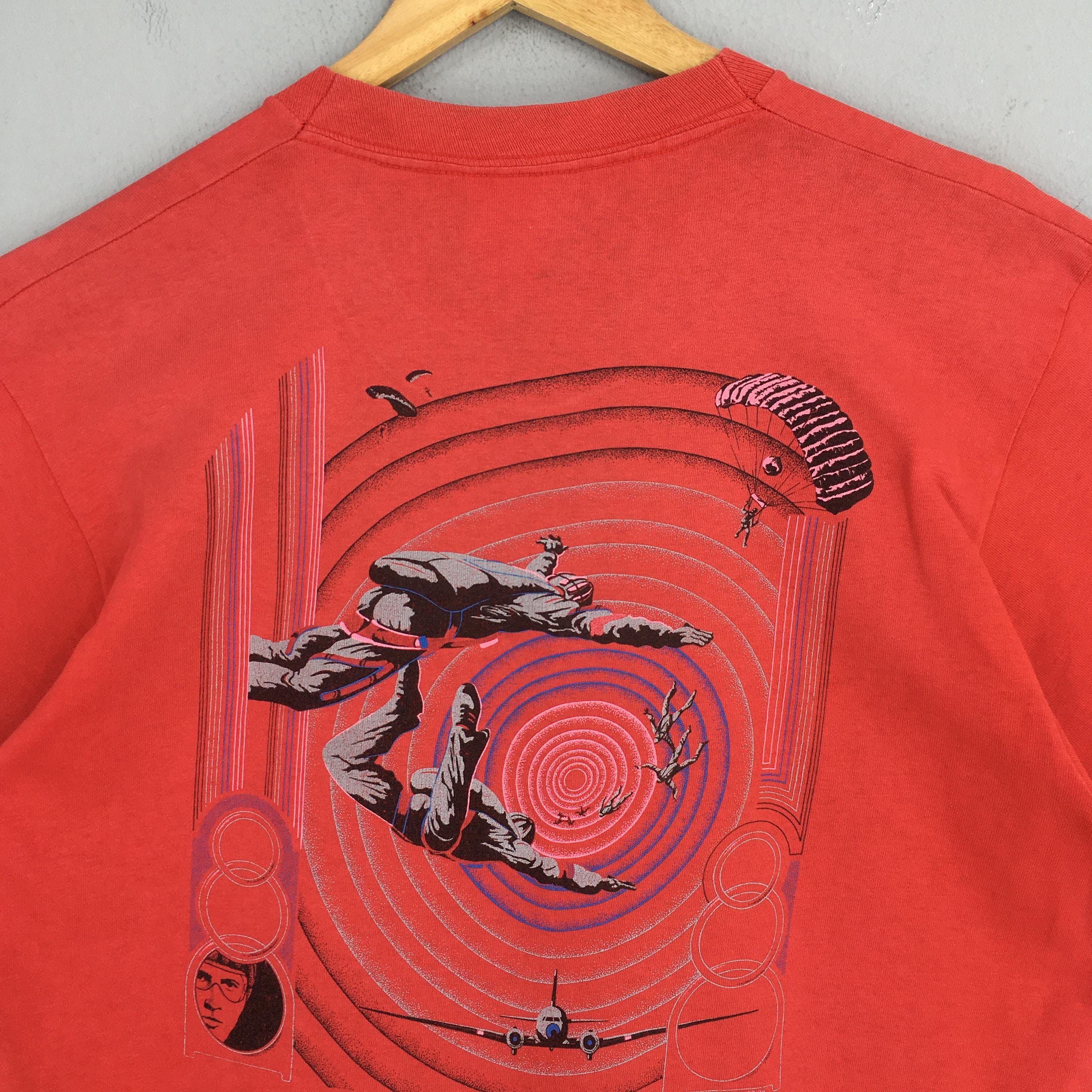 Fruit Of The Loom × Powell Peralta Vintage 90's Parachute Ride Red T shirt Large Size US L / EU 52-54 / 3 - 2 Thumbnail