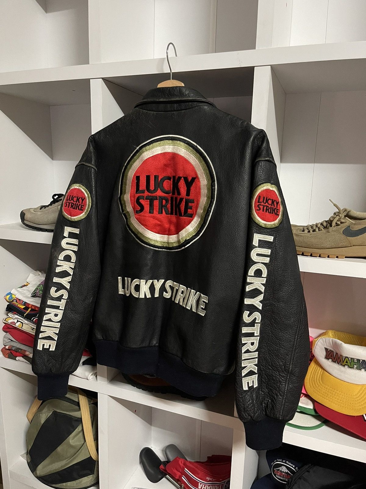Vintage Vtg Lucky Strike Big Logo Leather Jacket Size US S / EU 44-46 / 1 - 2 Thumbnail