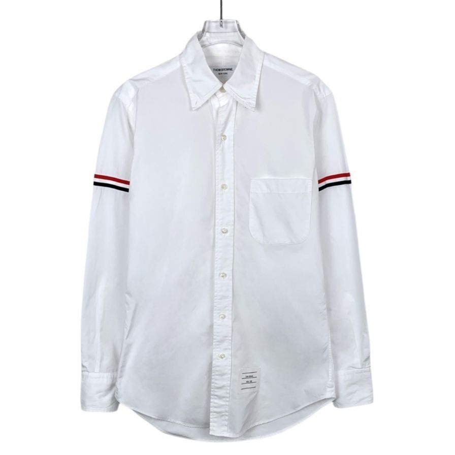 Thom Browne Thom Browne White Cotton Long-Sleeve Shirt W/ Red & Black Ar Size S / US 4 / IT 40 - 1 Thumbnail