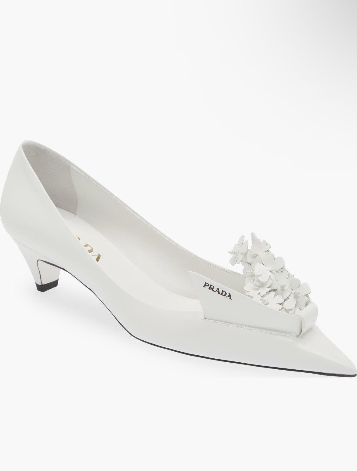Prada PRADA Bunny Brushed Leather Kitten Heel Pumps Floral Size US 9 / IT 39 - 10 Thumbnail