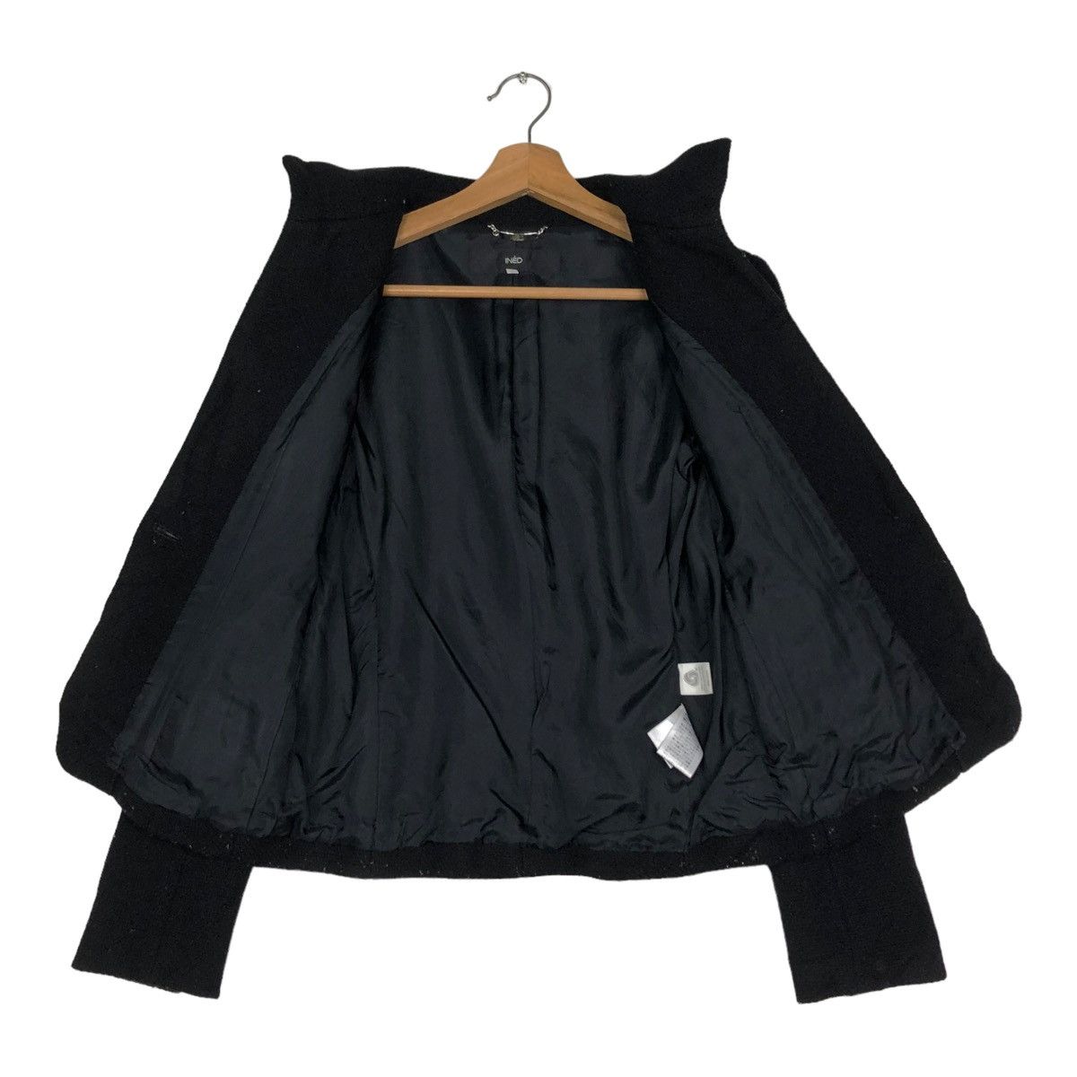 Japanese Brand 🔥RICH BLACK CROPPED WOOL JACKET INED JAPAN Size M / US 6-8 / IT 42-44 - 13 Thumbnail