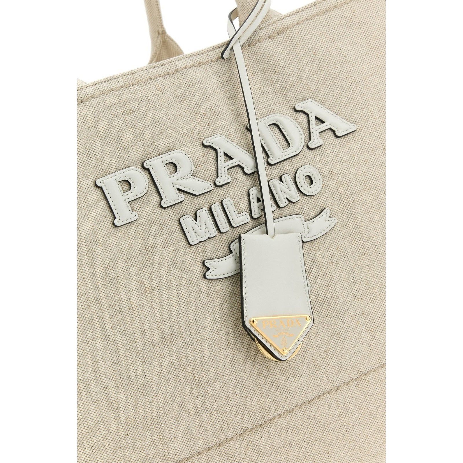 Prada PRADA Sand Beige Canvas Fabric Shopper Tote Bag New Size ONE SIZE - 4 Thumbnail