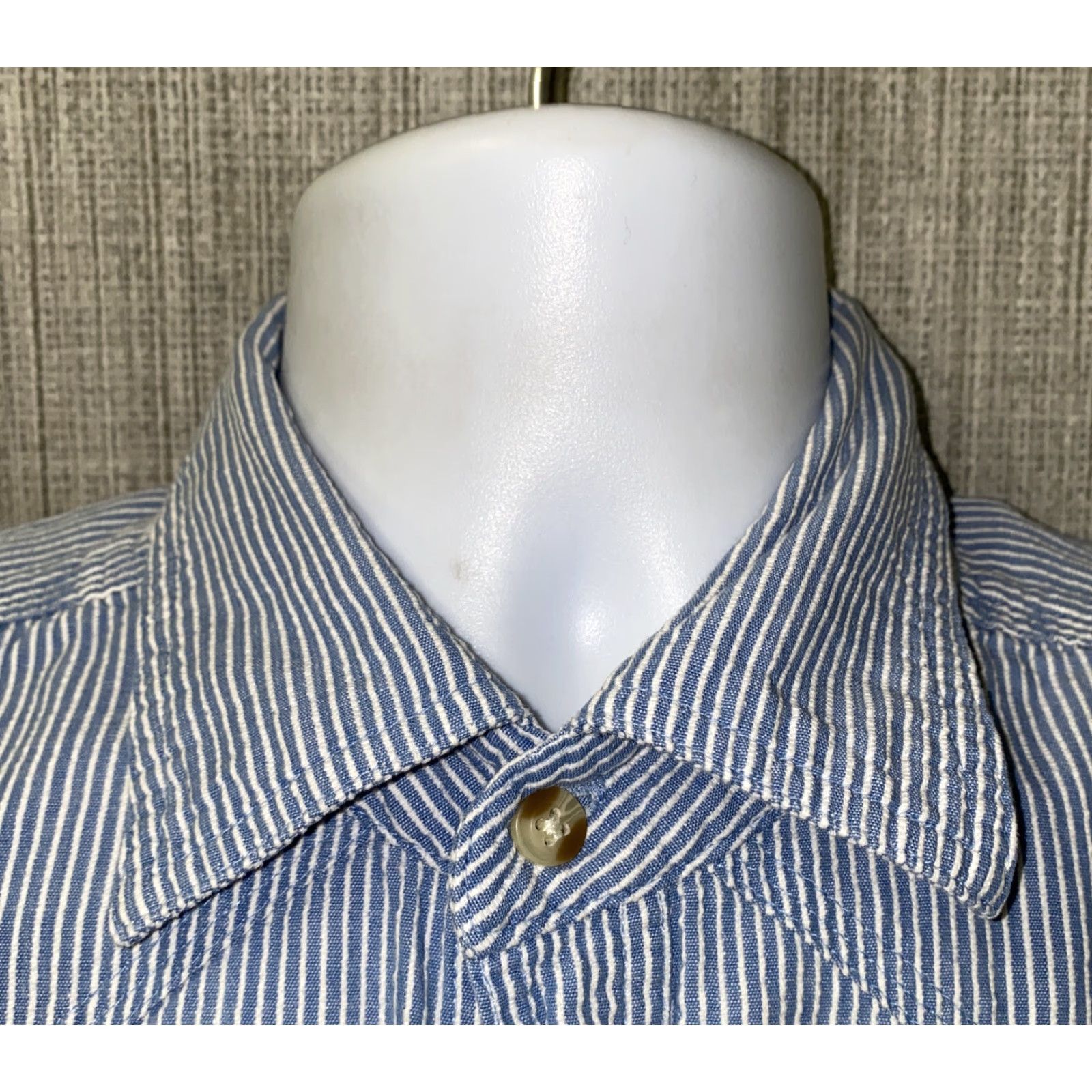 Vintage Western Plains Mens Shirt Blue Striped Snap Button Short Sleeve Size L Size US L / EU 52-54 / 3 - 3 Thumbnail