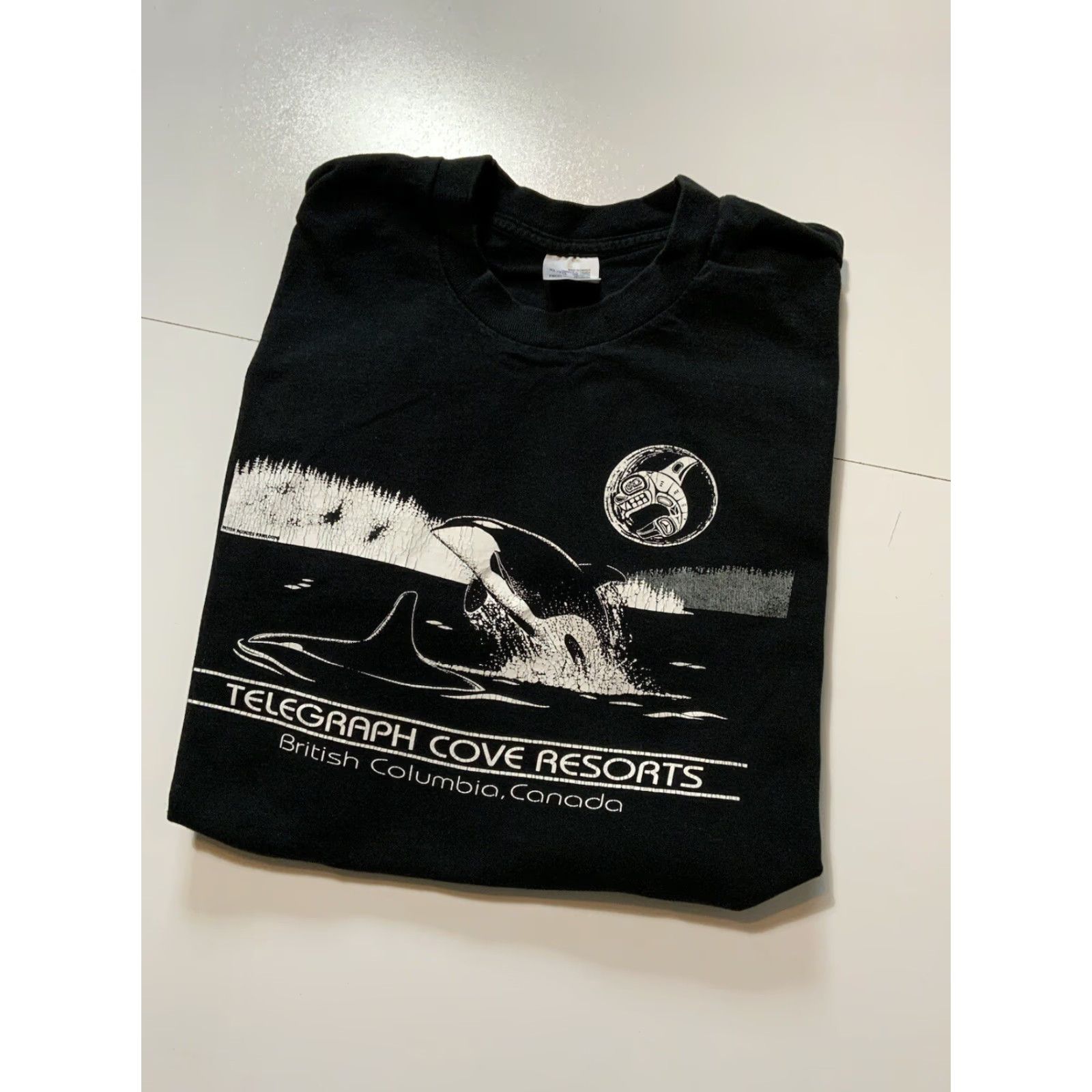 Fruit Of The Loom VINTAGE Telegraph Cove Resorts Whales British Columbia Canada Single Stitch T-Shirt XL Black Shirt Size US XL / EU 56 / 4 - 2 Thumbnail