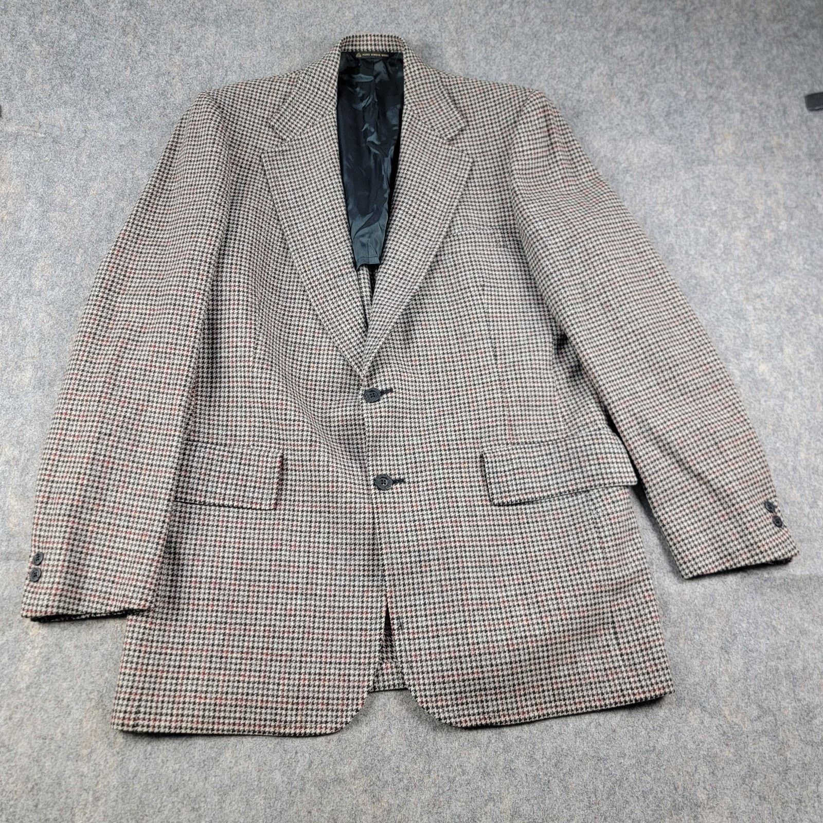 Hart Schaffner Marx Hart Schaffner & Marx Houndstooth Wool Blazer Sport Coat Size 40L - 3 Thumbnail
