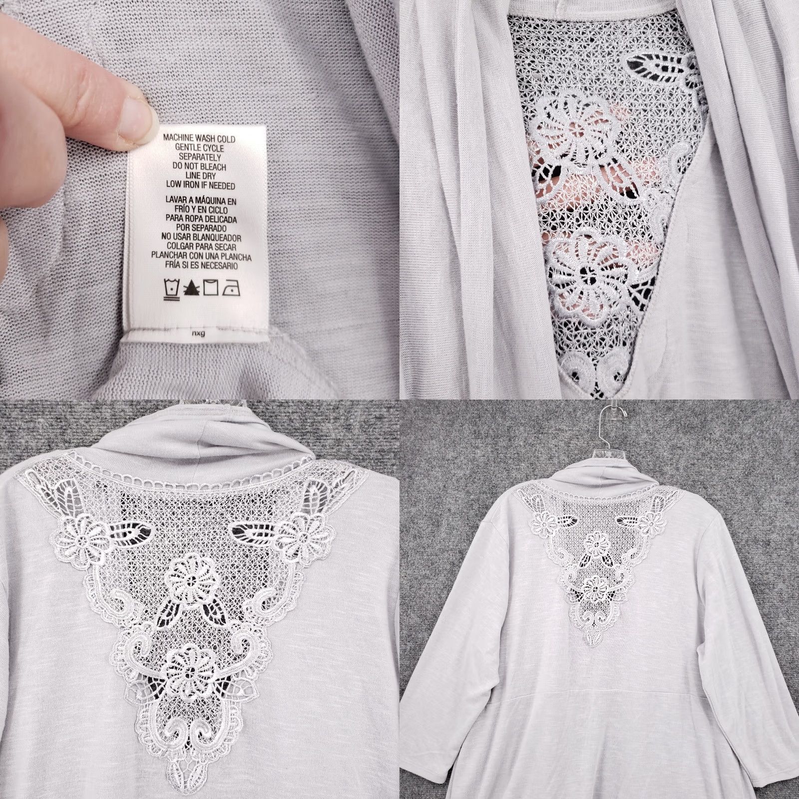 Vintage Beverly Drive Cardigan Womens 2X Gray Open Front Drape Waterfall Sweater (Plus) Size XXL / US 16-18 / IT 52-54 - 8 Thumbnail