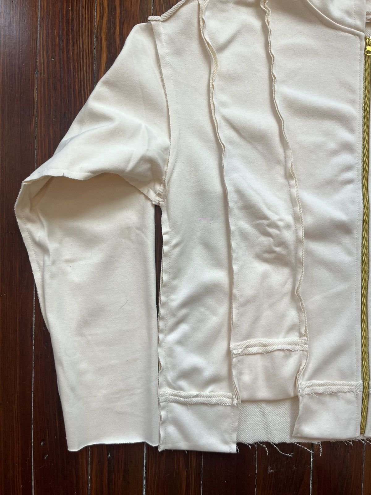 Other Beige Reconstructed Loose Fit Gold Zipper Long Sleeve Hoodie Size US M / EU 48-50 / 2 - 4 Thumbnail