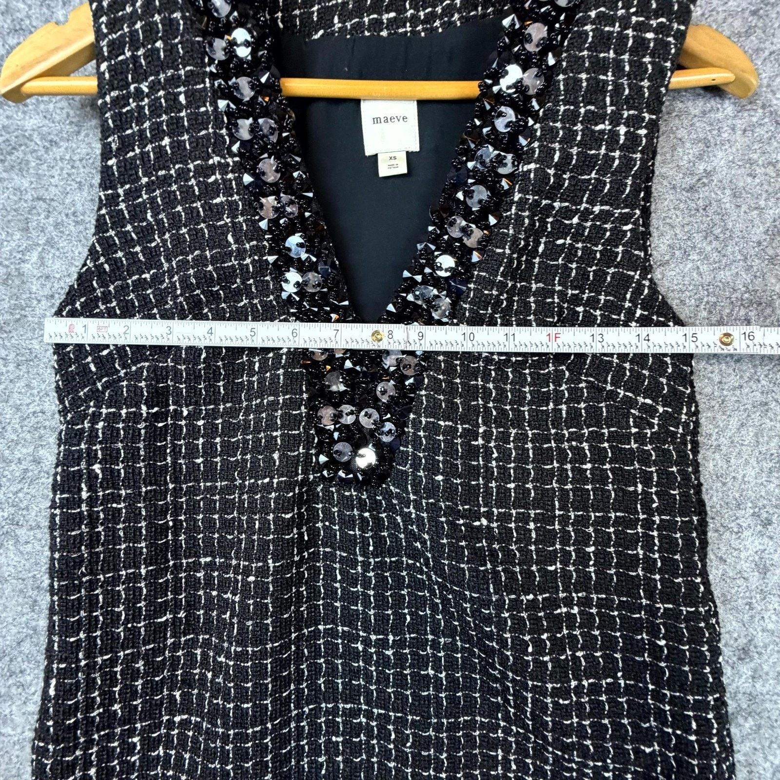 Anthropologie Anthropologie Maeve Dress XS Black Sequin Old Money Academia Size XS / US 0-2 / IT 36-38 - 6 Thumbnail
