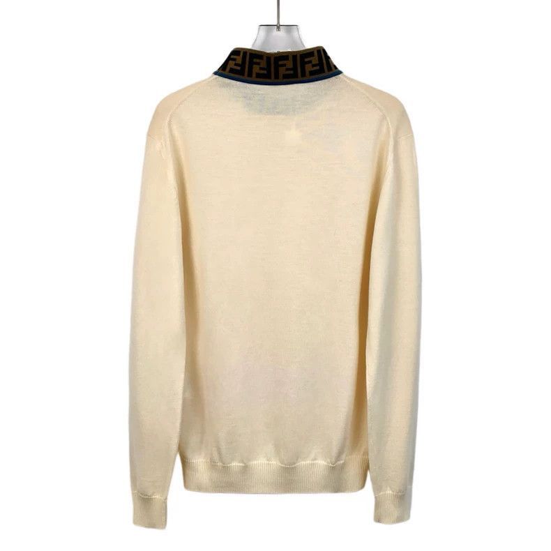 Fendi Fendi Beige Logo Long Sleeve Knit Sweater Size US M / EU 48-50 / 2 - 2 Thumbnail