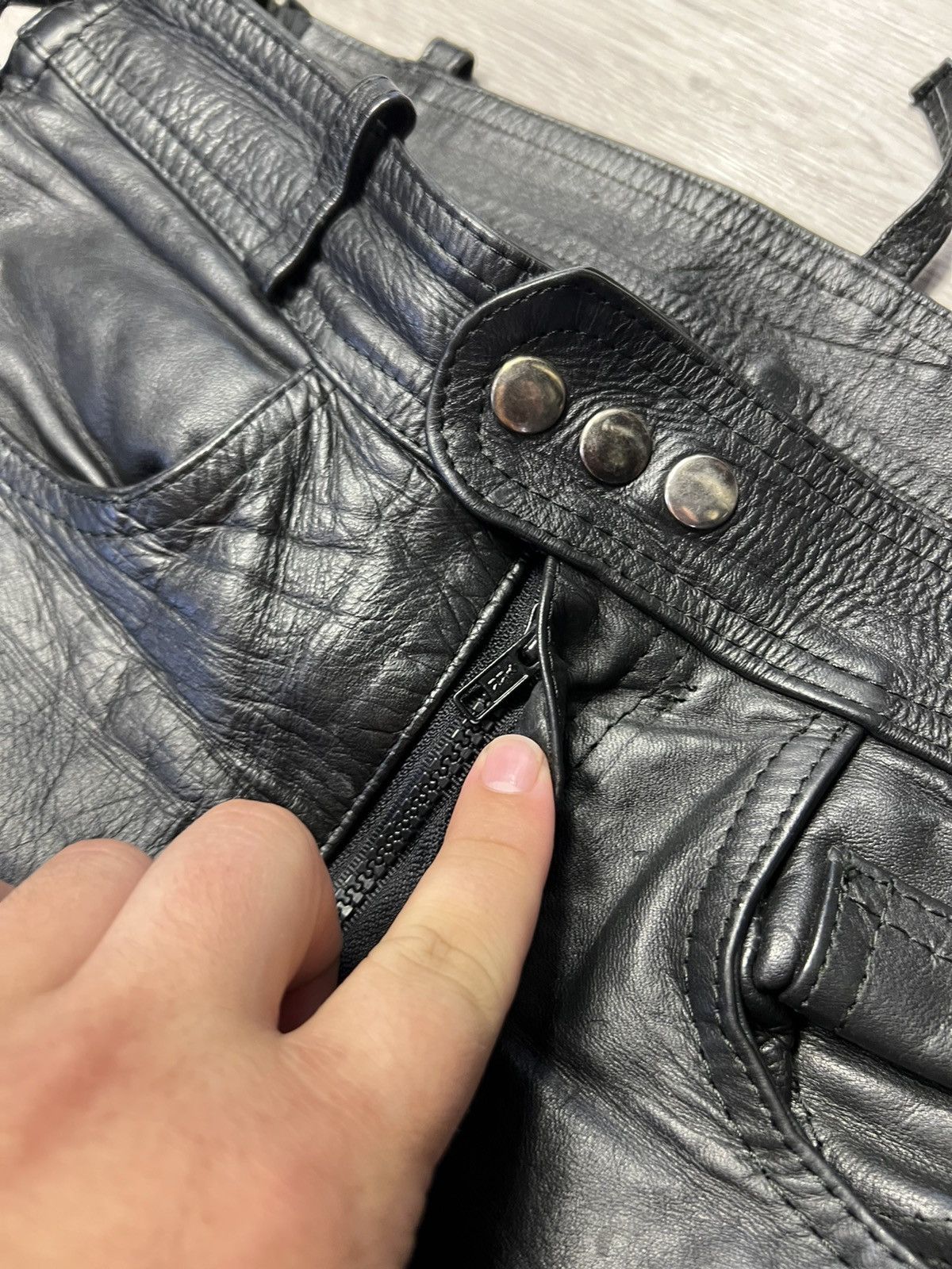 Genuine Leather Vintage Western Biker Leather Cowboy Bondage Pants Size M Size US 32 / EU 48 - 8 Thumbnail