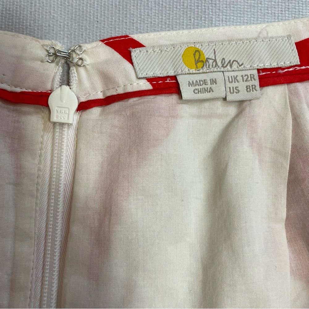 Boden Boden Red White Printed Cotton A-Line Skirt Size 12 Size 34" / US 12 / IT 48 - 7 Thumbnail