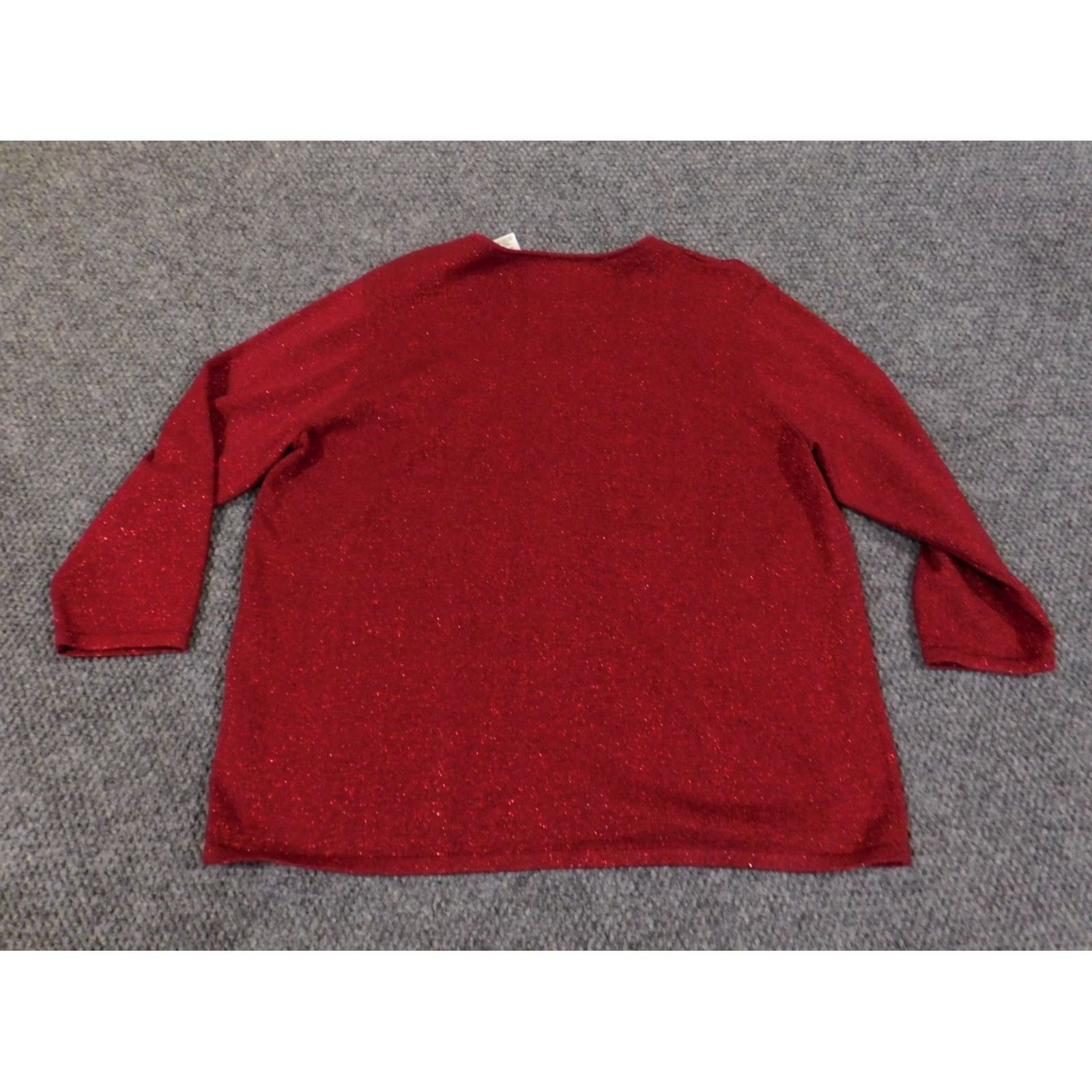 Vintage Alfred Dunner Sweater XL Red Beaded Embellishments Womens Stretch Knit Raglan Sleeve V-Neck Pullover Knit Size XL / US 12-14 / IT 48-50 - 7 Thumbnail