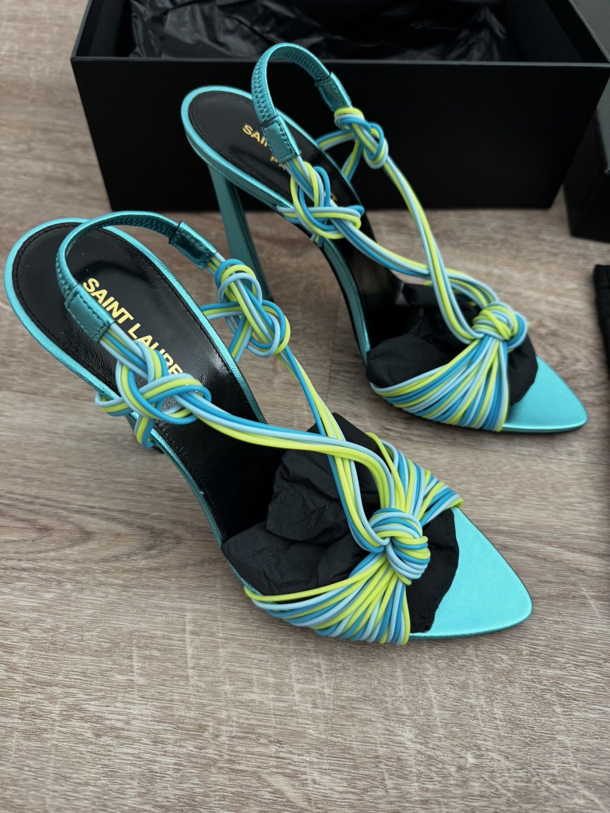 Saint Laurent 120mm Gippy knot-detail sandals 40 1/2 New