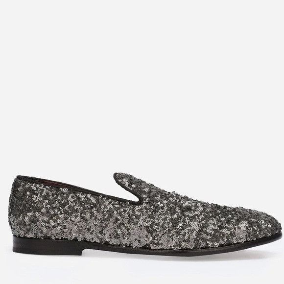 Dolce & Gabbana Dolce & Gabbana Sequin Slippers Loafers Black Men’s Size 8 Size US 8 / EU 41 - 1 Thumbnail