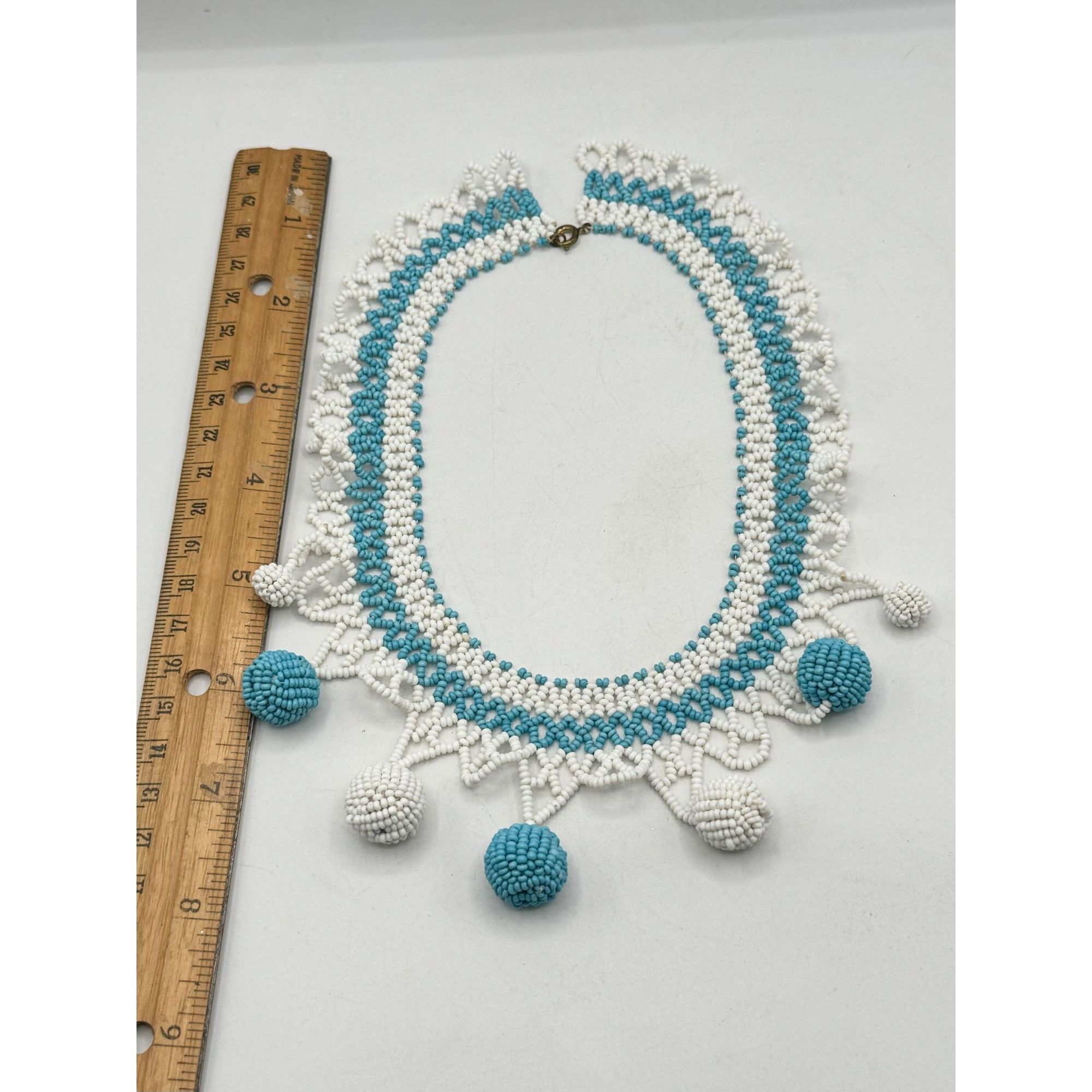 Vintage Vintage beaded blue & white collar necklace Size ONE SIZE - 4 Thumbnail