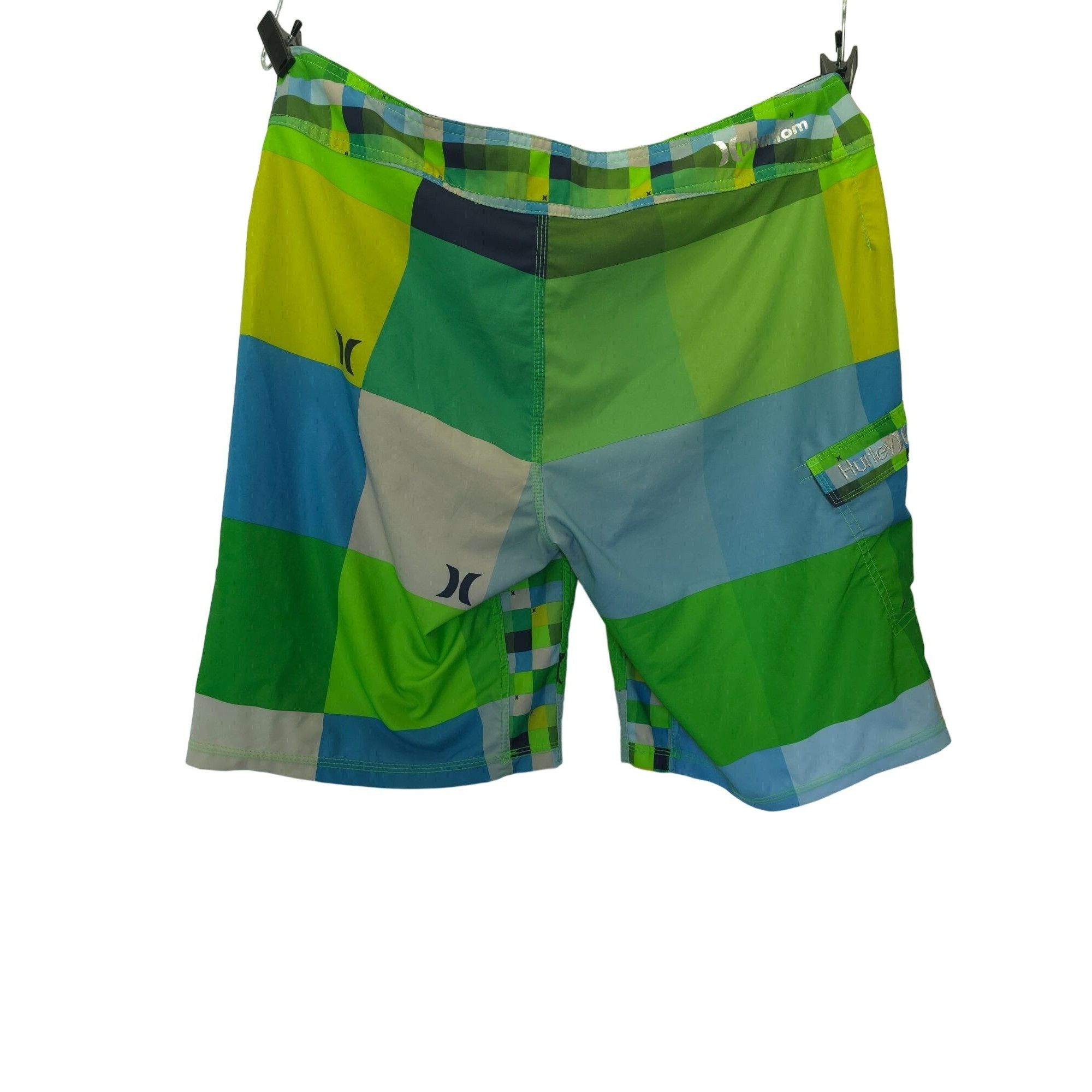 Hurley Hurley Phantom Mens Board Shorts 32 Green Plaid Drawstring S Size US 32 / EU 48 - 4 Thumbnail