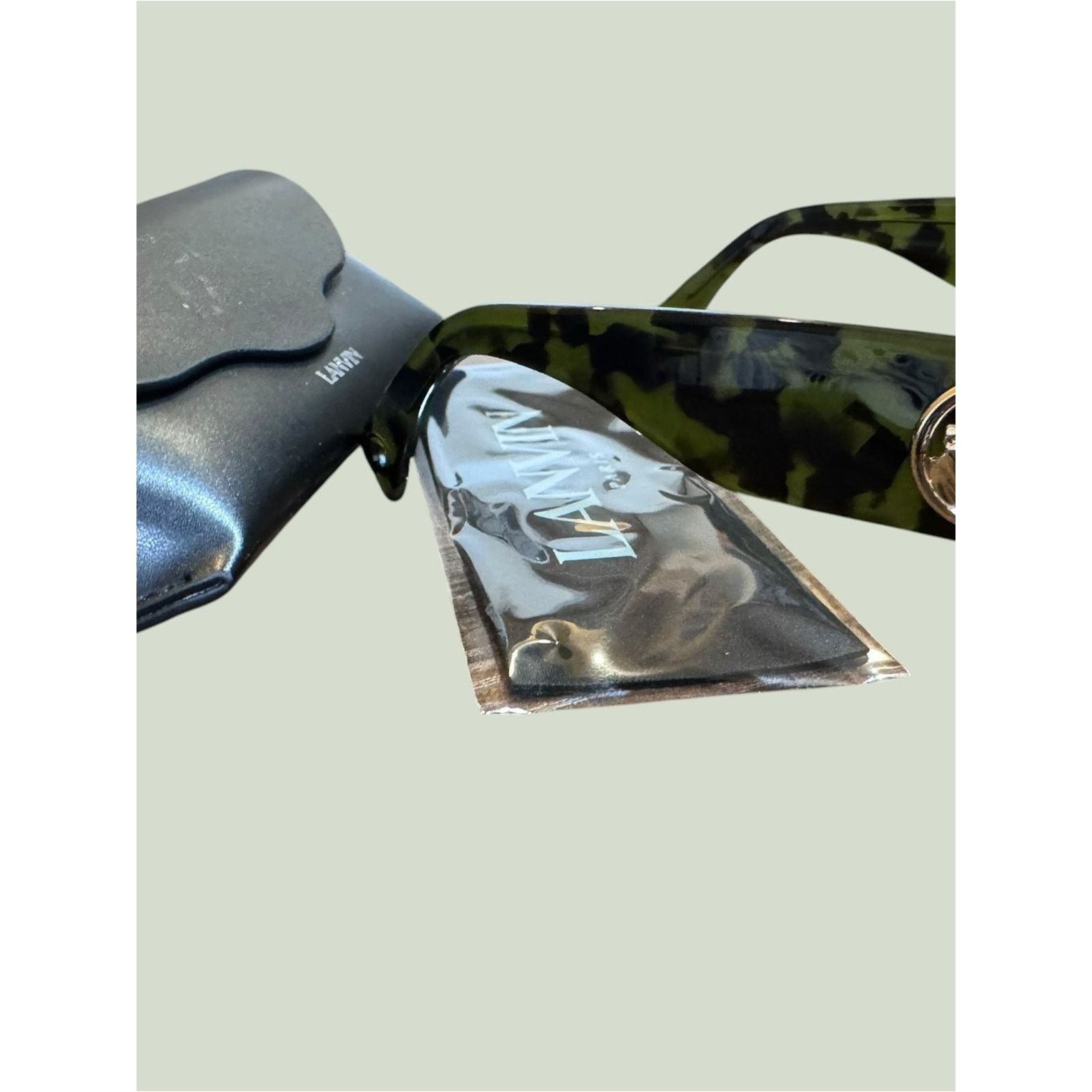 Lanvin Tortoiseshell Square Sunglasses with Gold Medallion display picture 2