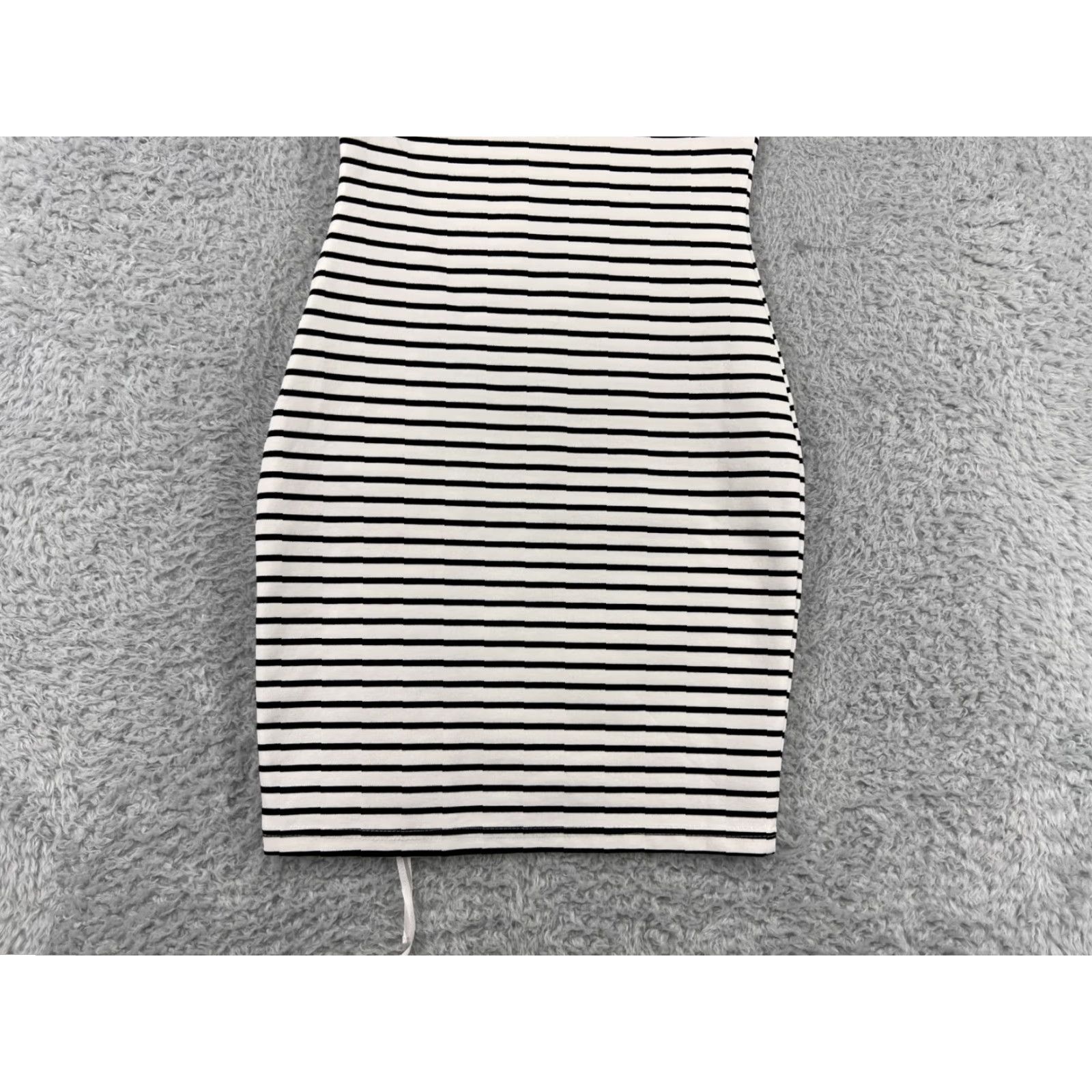 Vintage Storee Dress Womens XS Black White Stripe Cotton Blend Knit Mini Sleeveless Round Neck Pullover Size XS / US 0-2 / IT 36-38 - 7 Thumbnail