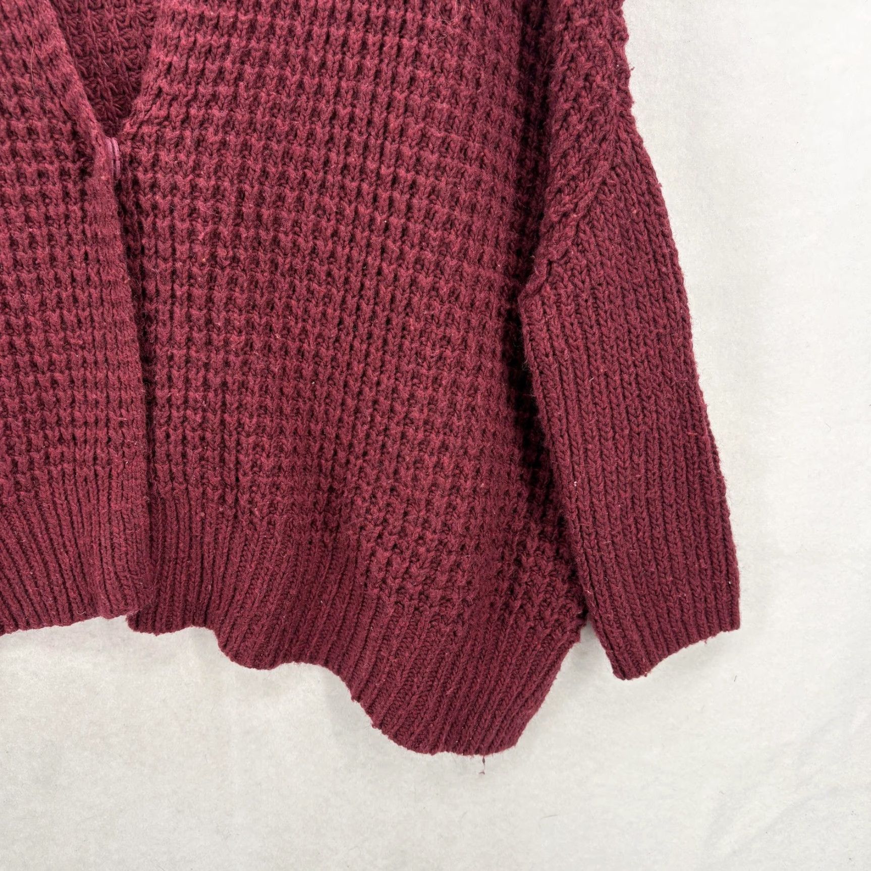 Free People Free People Cardigan Sweater Womens Medium Red Waffle Knit Dolman Wool Rabbit Oversized Dolman Sleeve Open Front V-Neck" Size M / US 6-8 / IT 42-44 - 3 Thumbnail
