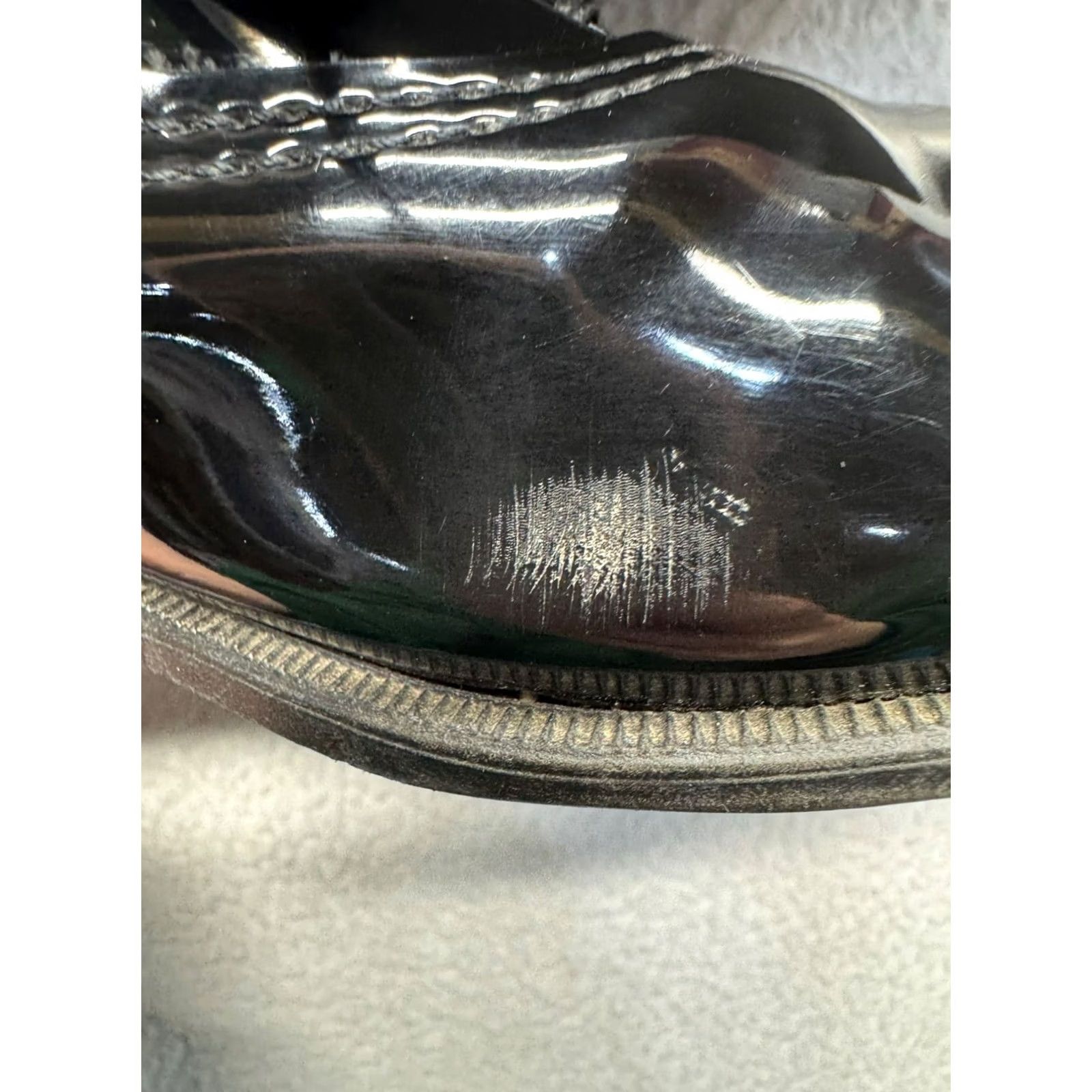 Vintage Mens Black Patent Leather Dress Shoes Oxford Mens 10 1/2 Black Leather Formal Secret? Size US 10 / EU 43 - 6 Thumbnail