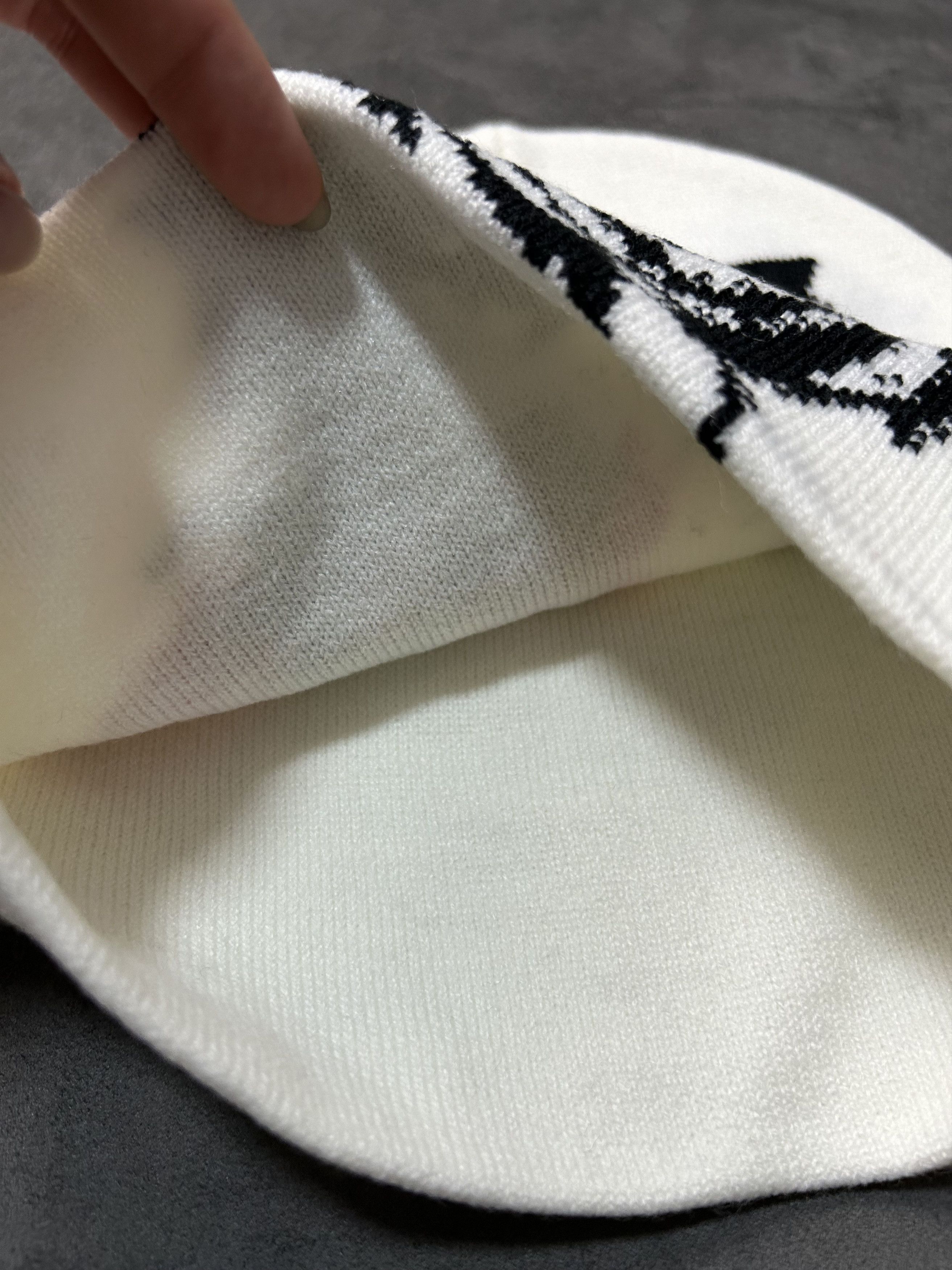Japanese Brand Anime Girl Target Graphic No Cuff Knit Beanie White Hat OS Size ONE SIZE - 3 Thumbnail