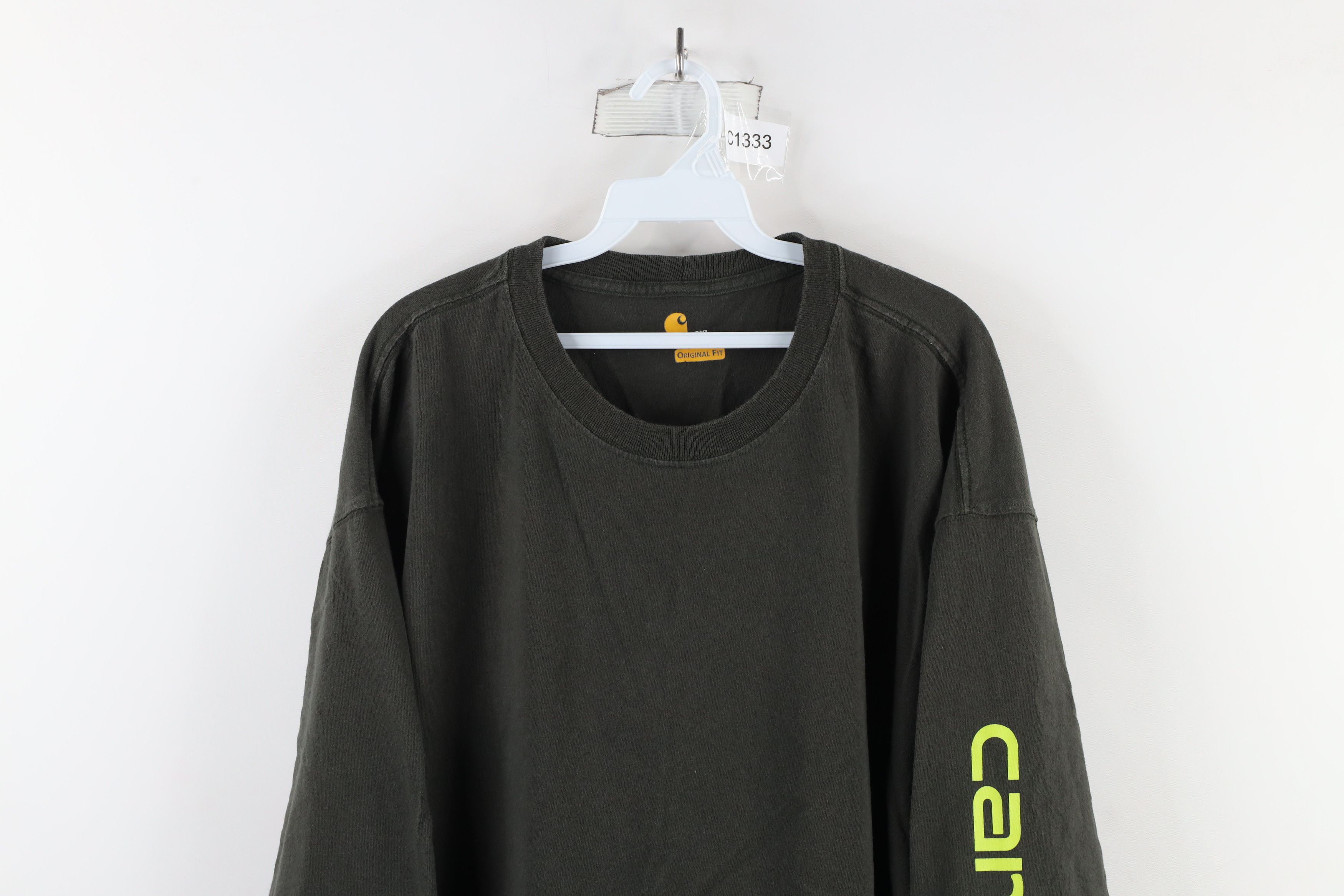 Carhartt × Vintage Vintage Carhartt Long Sleeve T-Shirt Olive Green Cotton Size US XXL / EU 58 / 5 - 2 Thumbnail