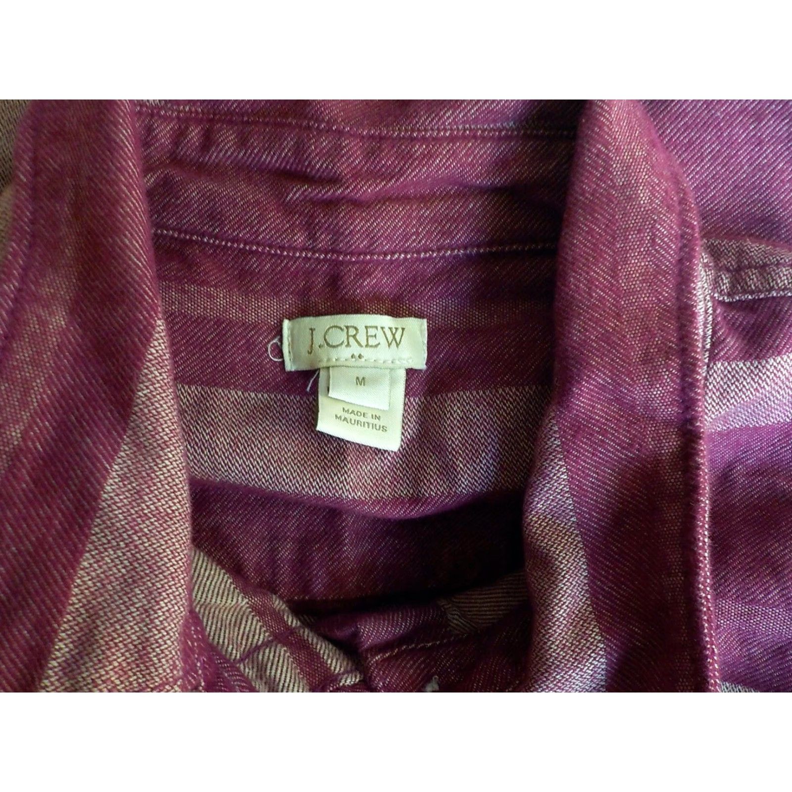 J.Crew VINTAGE J.CREW Shirt Striped 100% Cotton Button-Up Magenta Medium Womens Long Sleeve Casual Size M / US 6-8 / IT 42-44 - 5 Thumbnail
