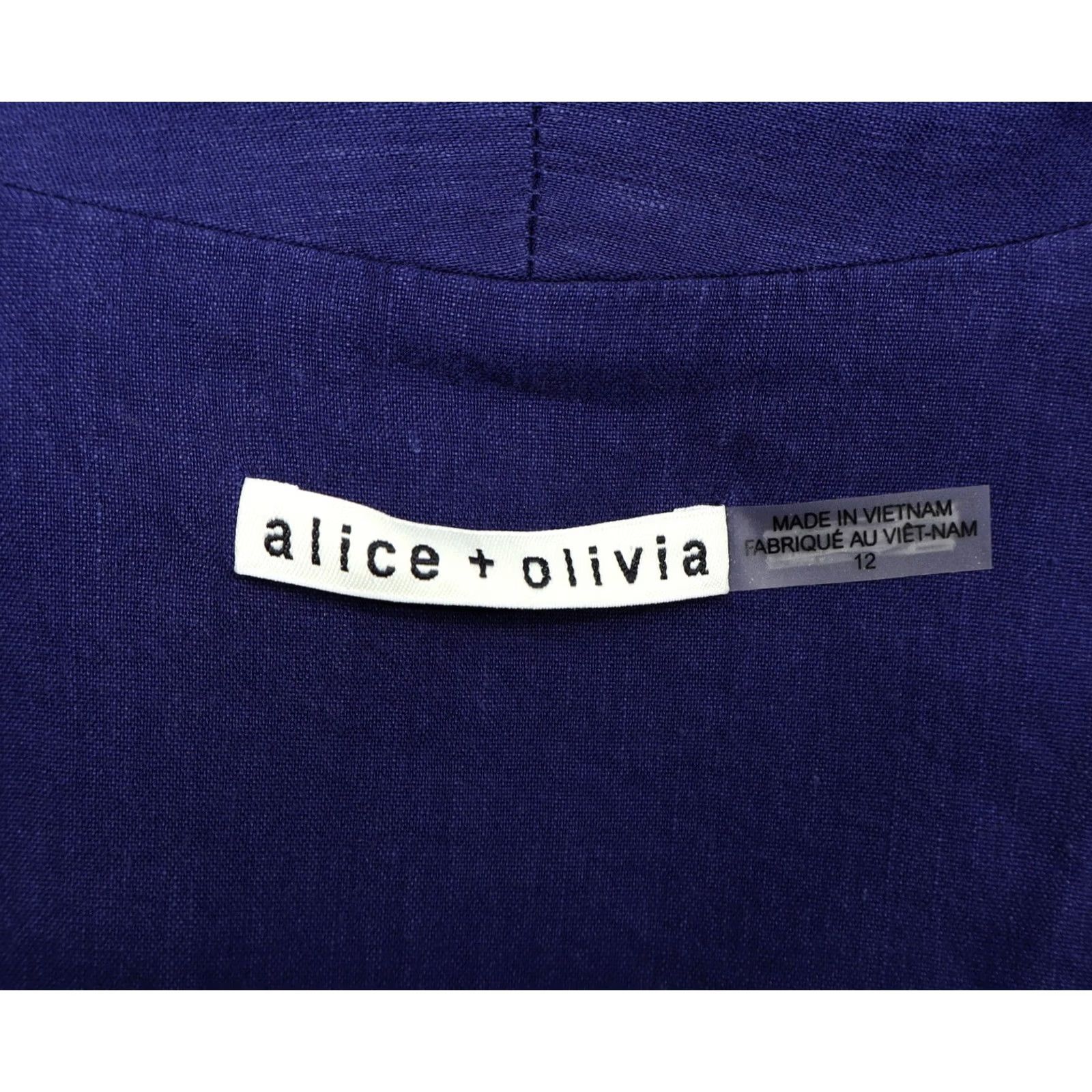 Alice + Olivia Alice & Olivia Blazer Linen Blend Azure Blue Sz 12 Women Jacket Coat Blazer Buttonless Hook & Eye Mid-Length Plain Lined Dry Clean Only Classic Fit Size XL / US 12-14 / IT 48-50 - 4 Thumbnail