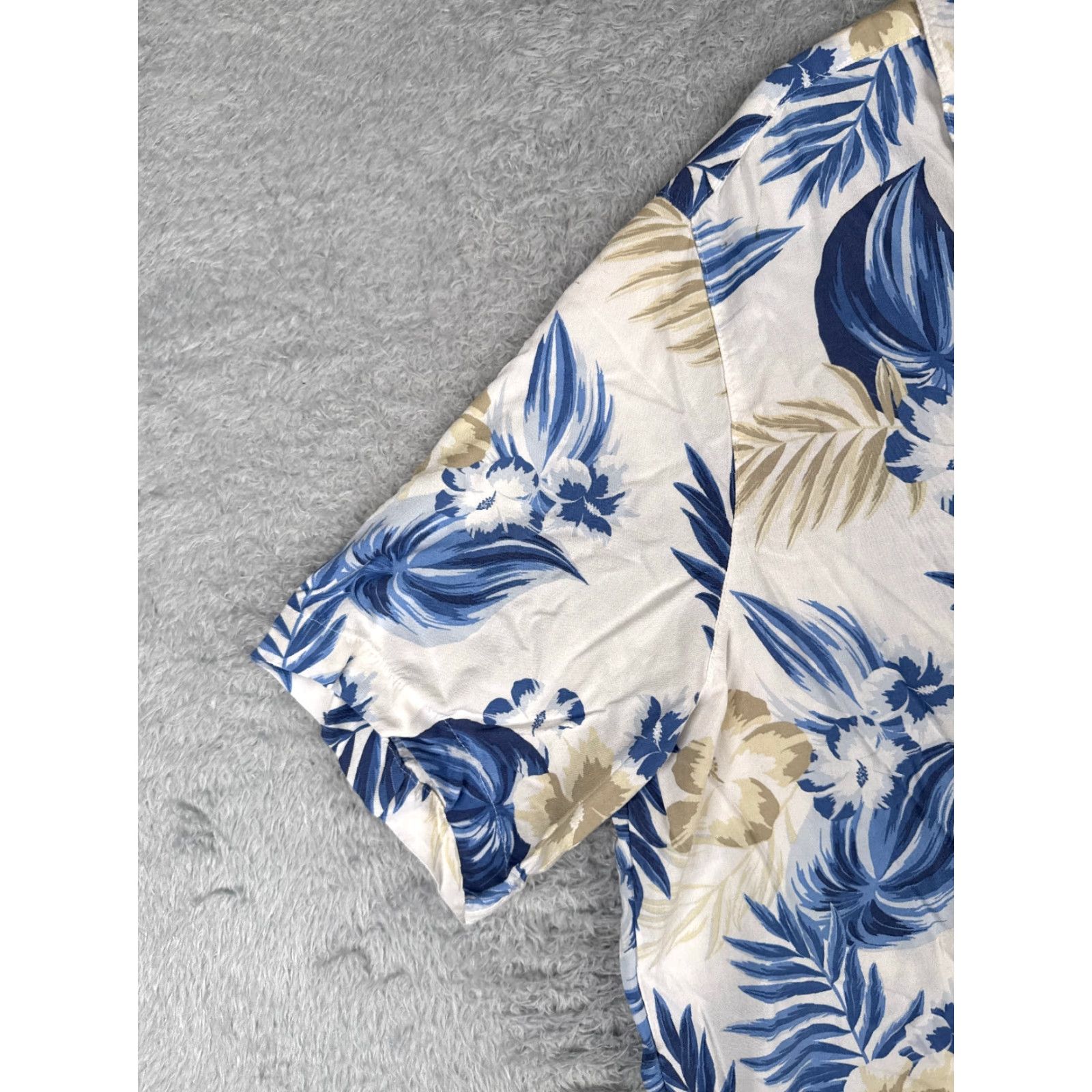 George George Shirt Men 2XL White Blue Floral Hibiscus Button-Up Rayon Hawaiian, Button-Up, Short Sleeve, Regular, George, Floral, Hawaiian, Mens Size US XXL / EU 58 / 5 - 5 Thumbnail