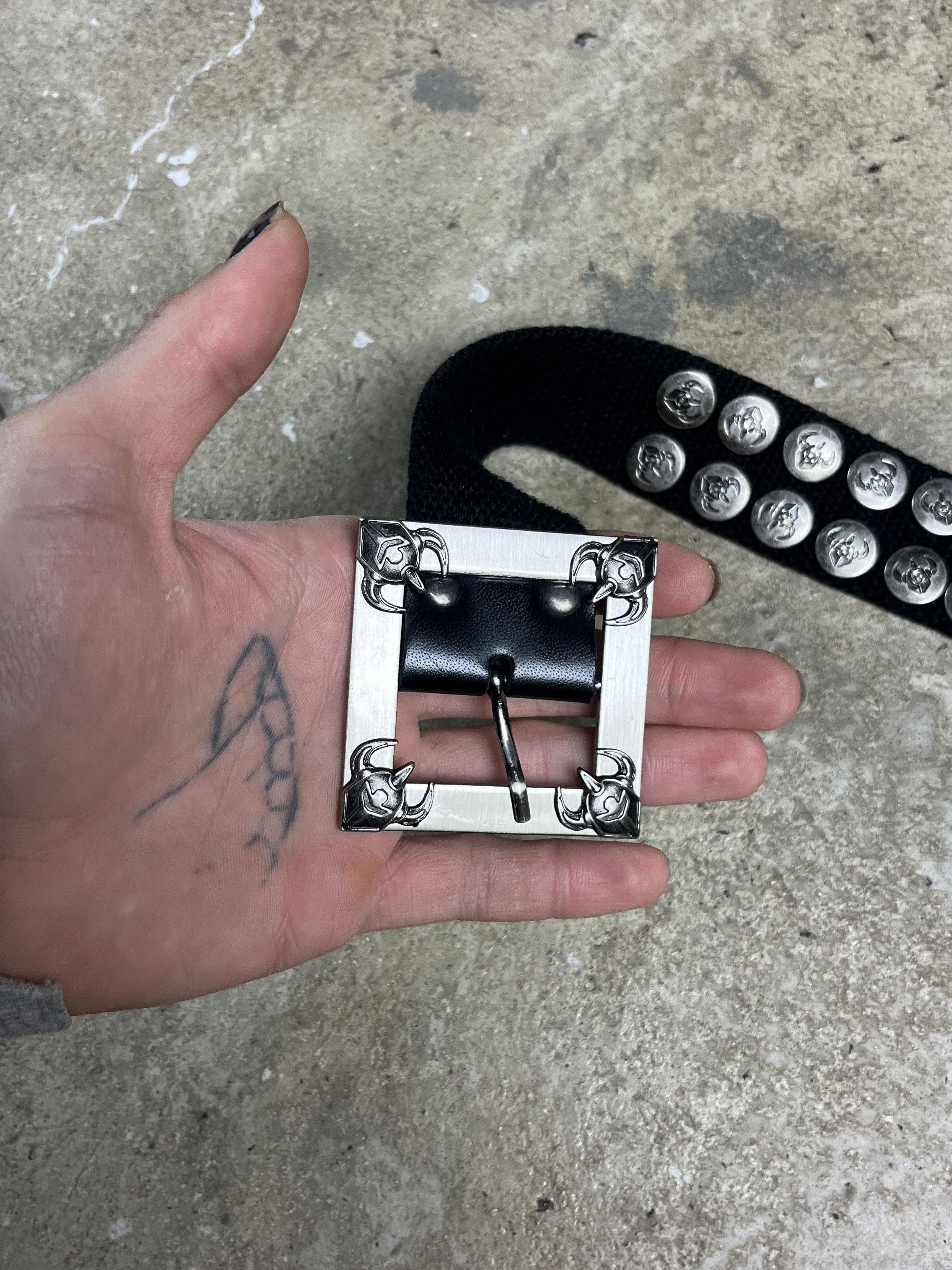Vintage BLACK METAL STUDDED WEBBING BELT - № 4510 Size ONE SIZE - 7 Thumbnail