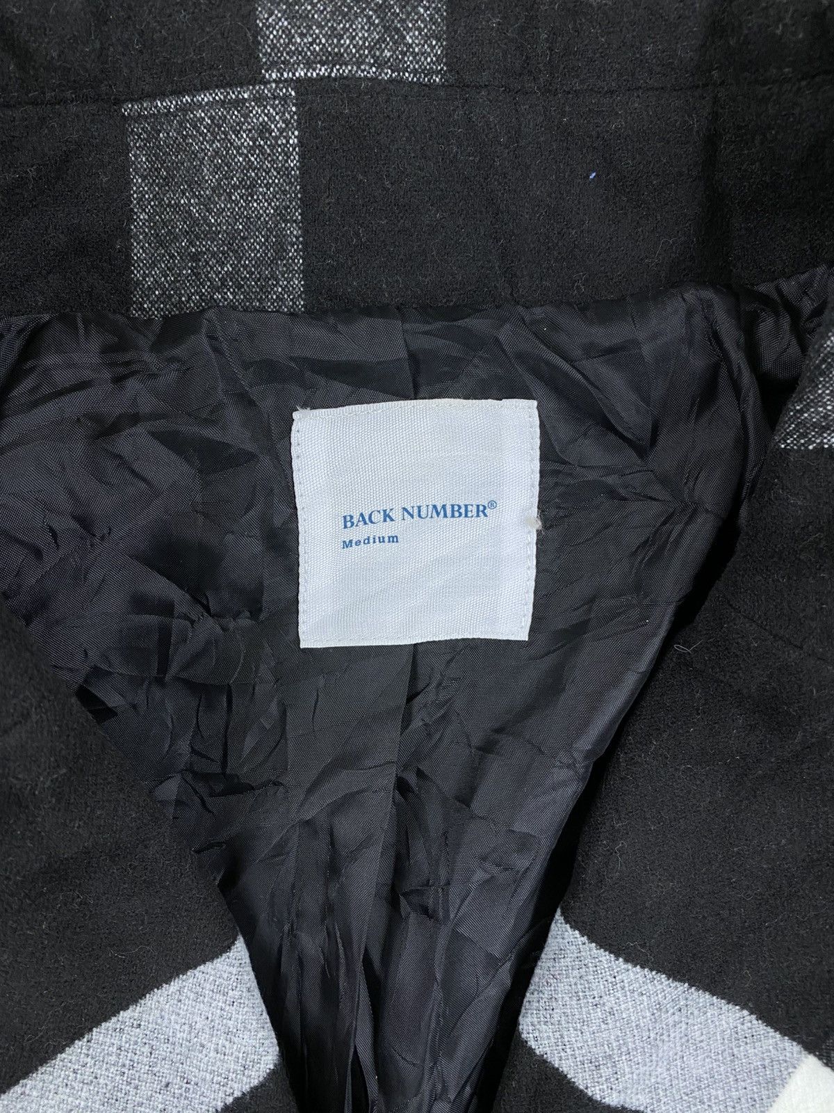 Other Vintage Back Number Black Checked Long Wool Coat Jacket Size US M / EU 48-50 / 2 - 8 Thumbnail