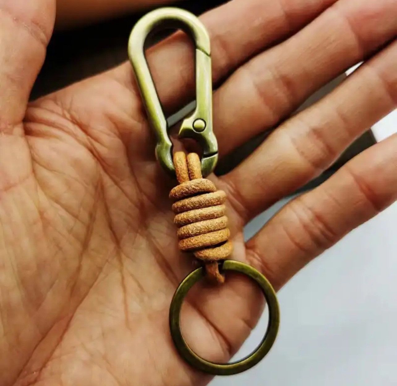 Vintage Leather Metal Spring Buckle Vintage Cowhide Keychains Size ONE SIZE - 1 Thumbnail