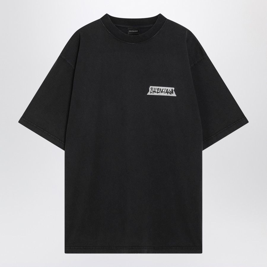 Balenciaga o1d2blof0226 Masking Tape T-Shirt in Black Size US M / EU 48-50 / 2 - 1 Thumbnail