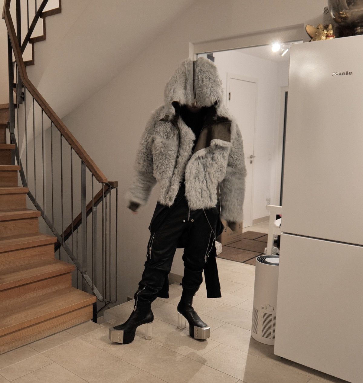 Rick Owens FW24 PORTERVILLE ALICE PARKA IN BLUE TOSCANA SHEARLING Size US M / EU 48-50 / 2 - 2 Thumbnail