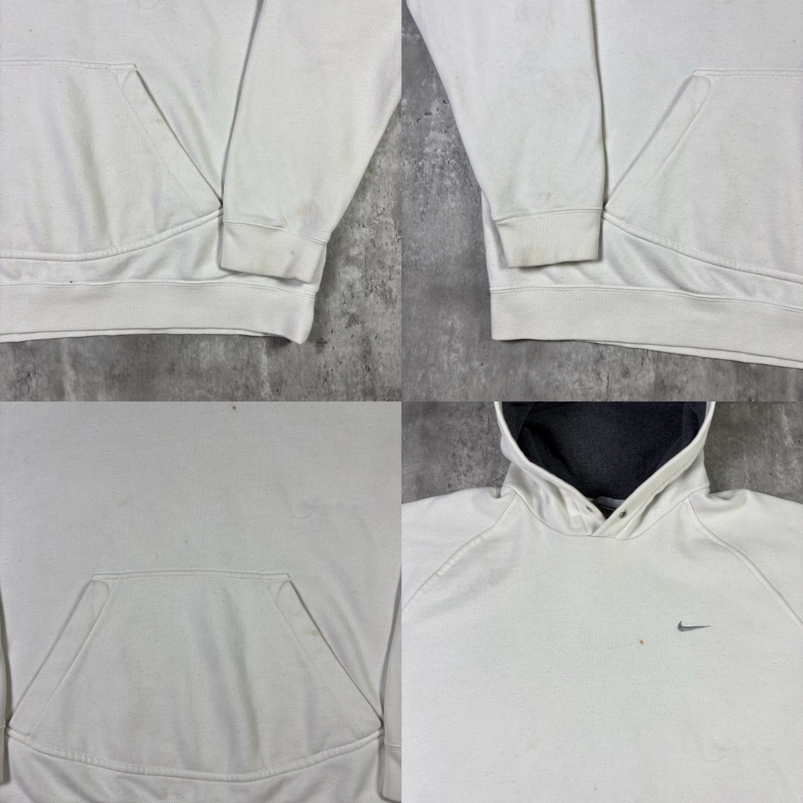Nike VINTAGE Nike Hoodie White Pullover Embroidered Swosh Silver 90s Y2K Adult XL Mens Pullover Hooded Fleece Sweatshirt Gym & Training OO Size US XL / EU 56 / 4 - 8 Thumbnail