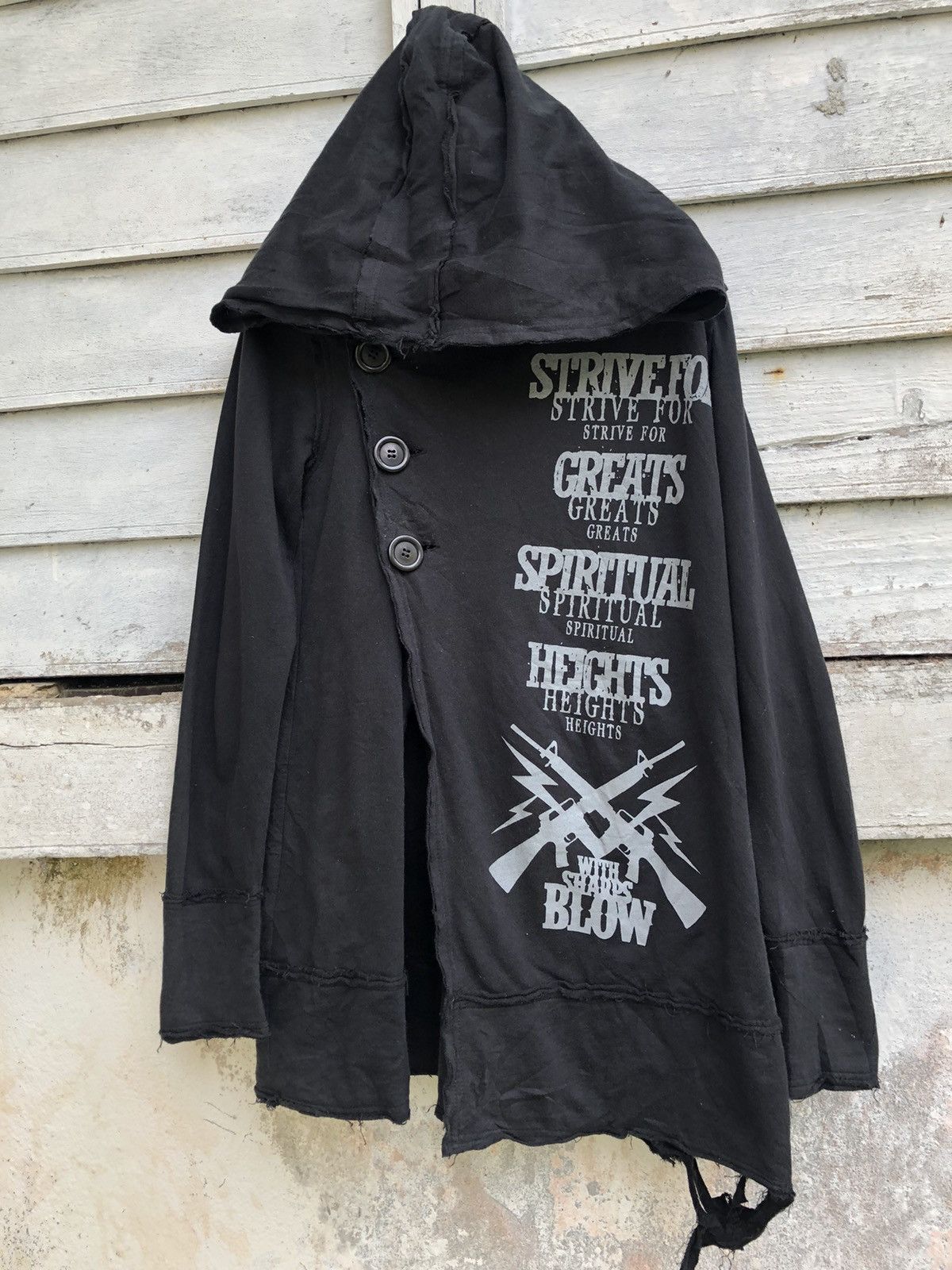 Seditionaries Ghost of Harlem Distressed Cross Anarchy Button Hoodie Size S / US 4 / IT 40 - 1 Thumbnail