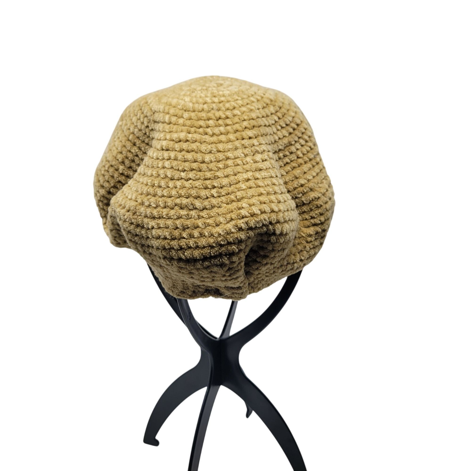 Other Vintage Inspired Camel Chenille Knit Beret Hat Winter Access Size ONE SIZE - 4 Thumbnail