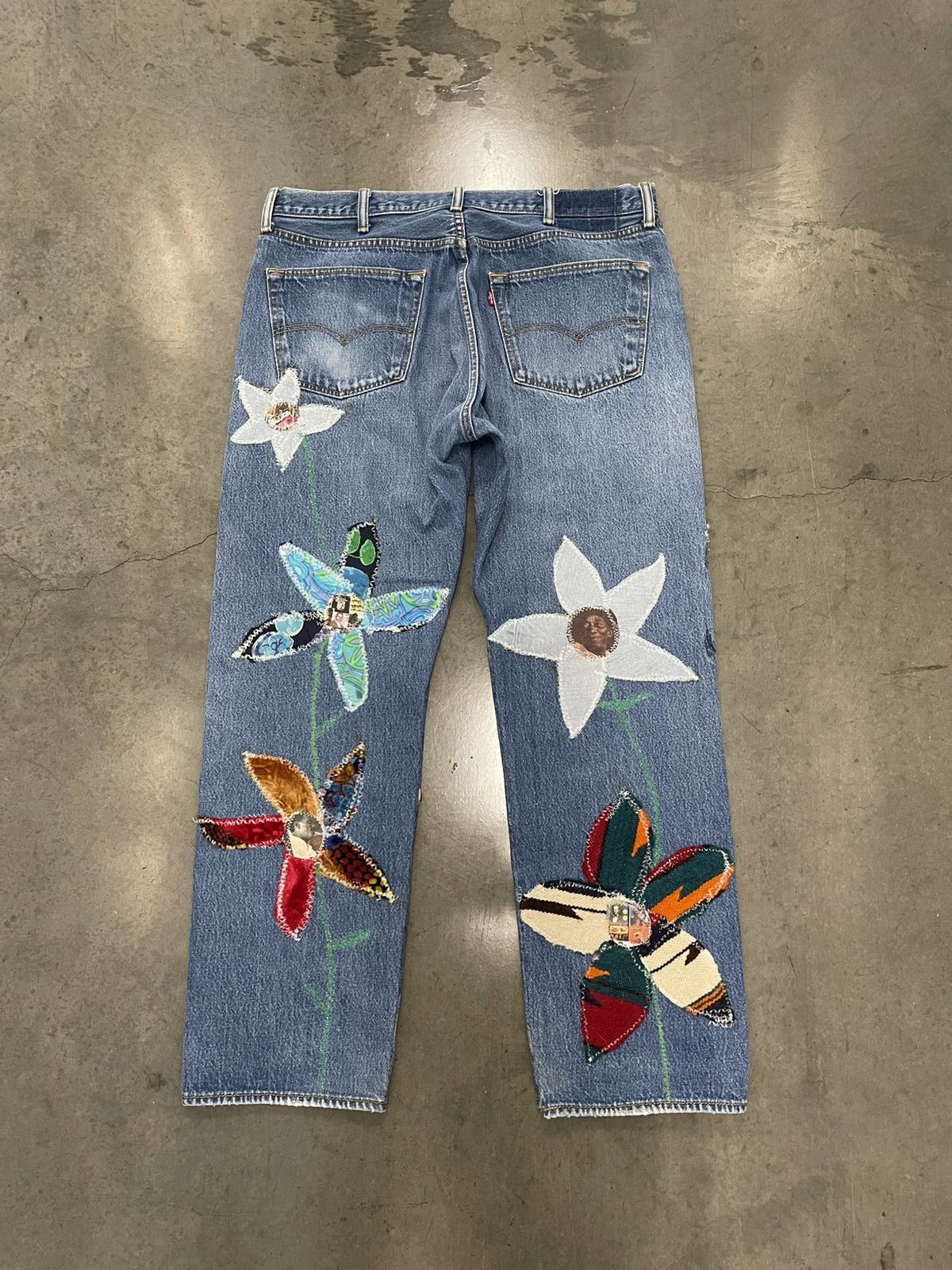 Levi's BLUESIN'S "BLUES GARDEN" PATCHWORK DENIM JEANS Size US 38 / EU 54 - 2 Thumbnail