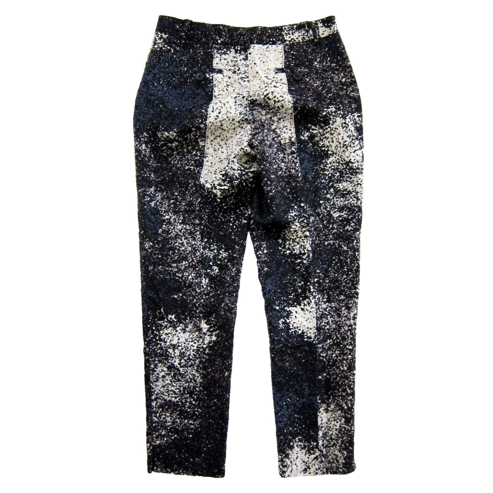 Halston Halston Heritage Silk Wool Black Blue White Splatter Pocket Chino Pant Women 2 Size 26" / US 2 / IT 38 - 2 Thumbnail