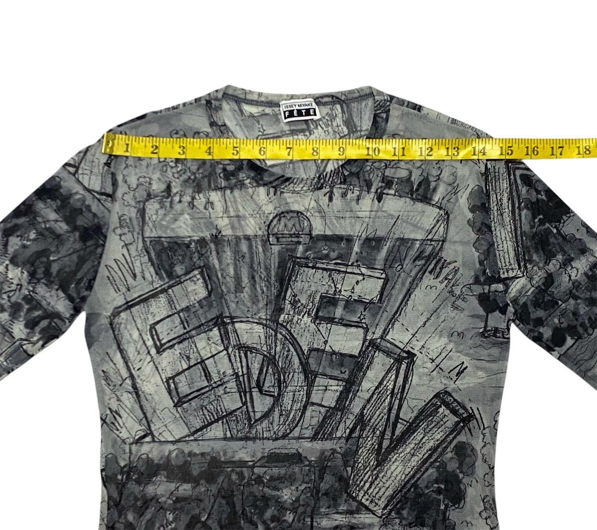 Issey Miyake 1998 Issey Miyake Fete Eden Sketch Graphic Mesh Top Size M / US 6-8 / IT 42-44 - 18 Thumbnail