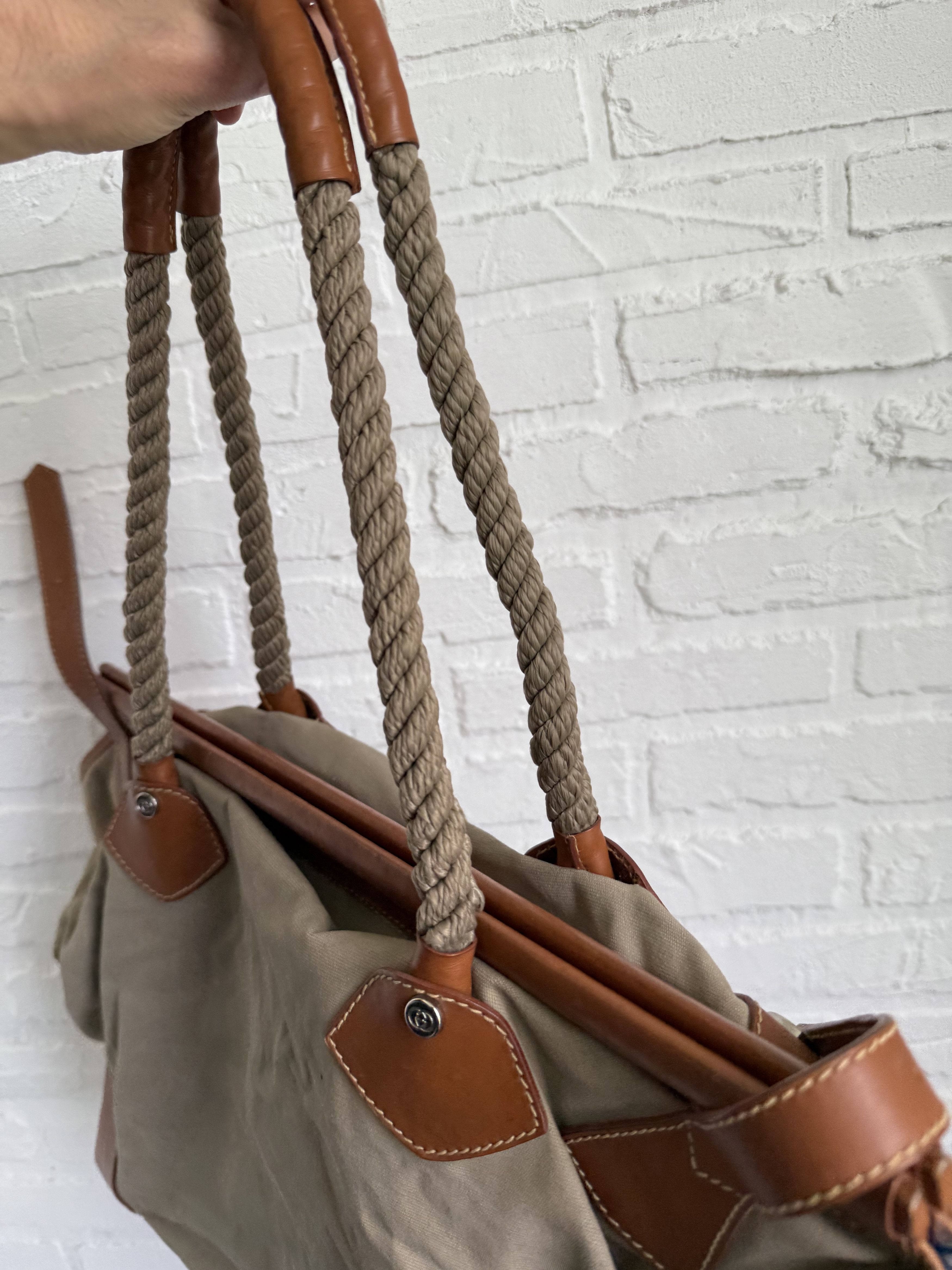 Gucci Vintage 80s Gucci canvas leather tote bag Sail Nautical Size ONE SIZE - 17 Thumbnail