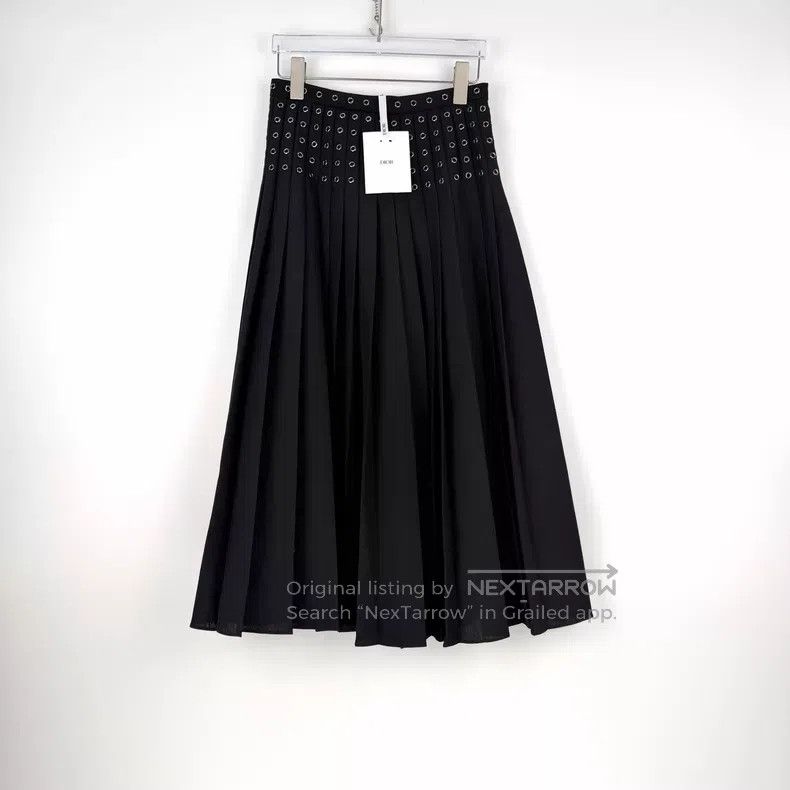 Dior Dior Black riveted wool Mahai wool skirt Size 24" / US 00 / IT 34 - 3 Thumbnail