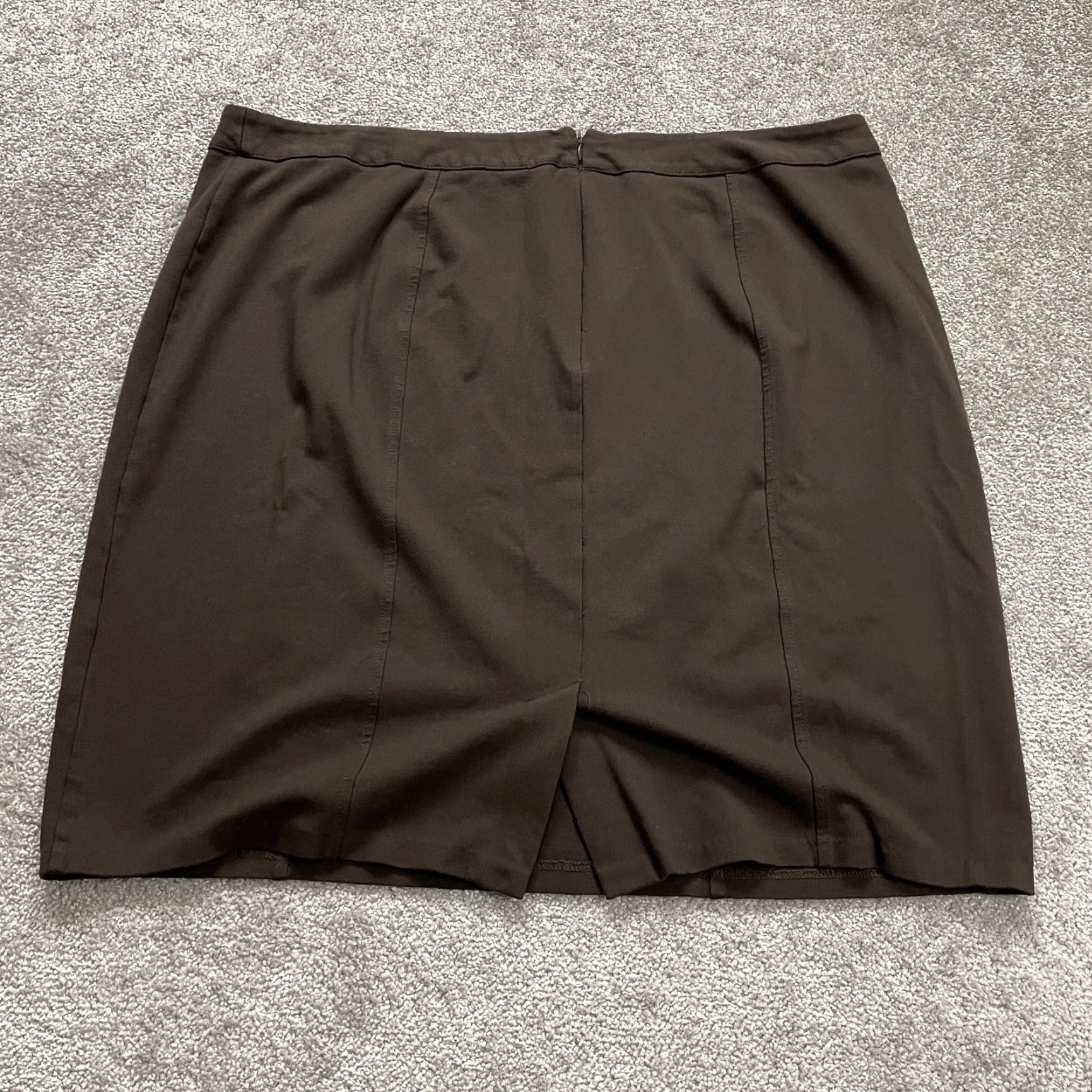 Vintage VINTAGE Cato Women's Plus Size Short Pencil Skirt 24W Brown Solid Back Slit Stretch Office Casual Size 42" / US 20 - 2 Thumbnail